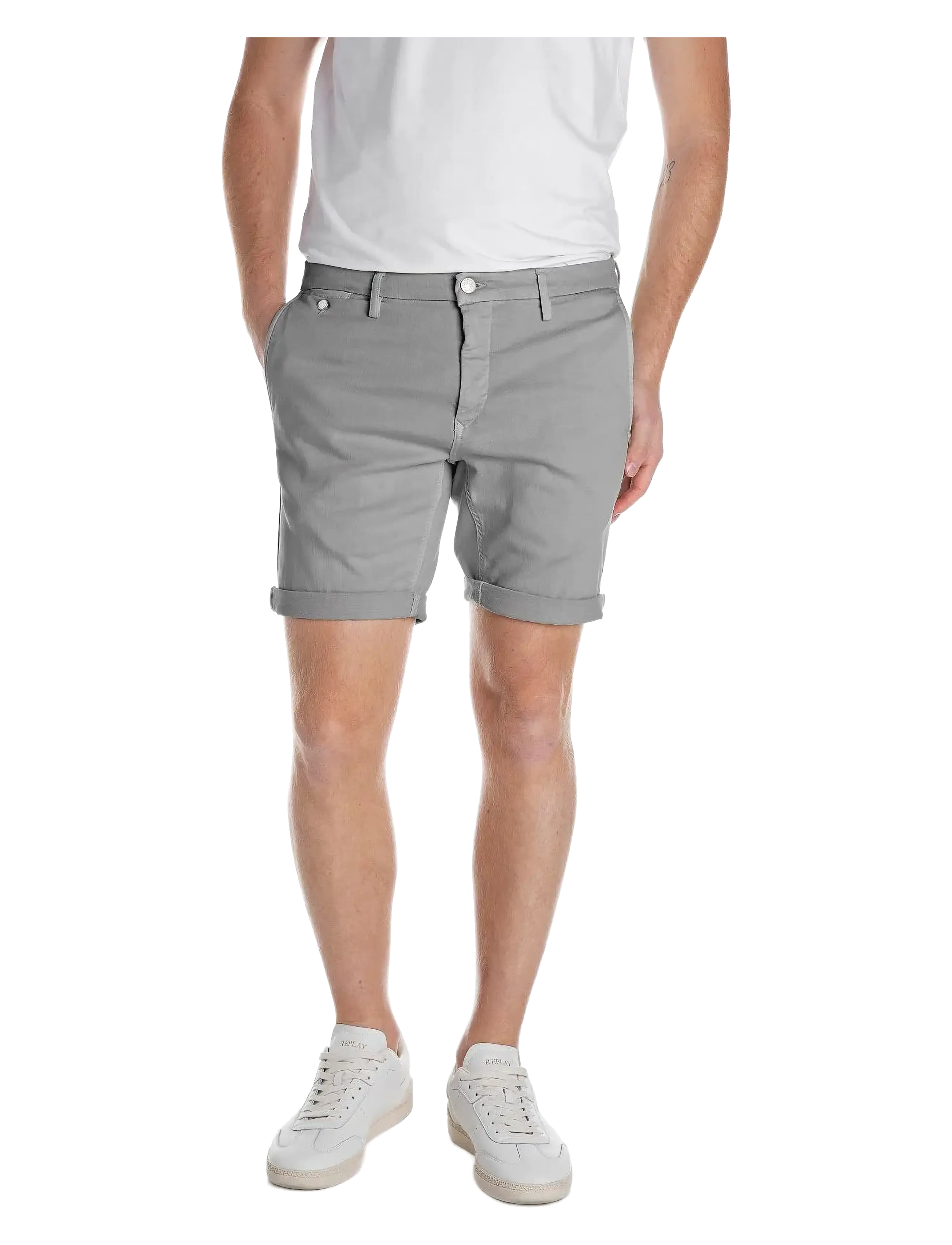 Replay Benni Short Shorts Regular Hyperchino Color Xlite, Mænd, Chino Shorts, Grå, Str: 32