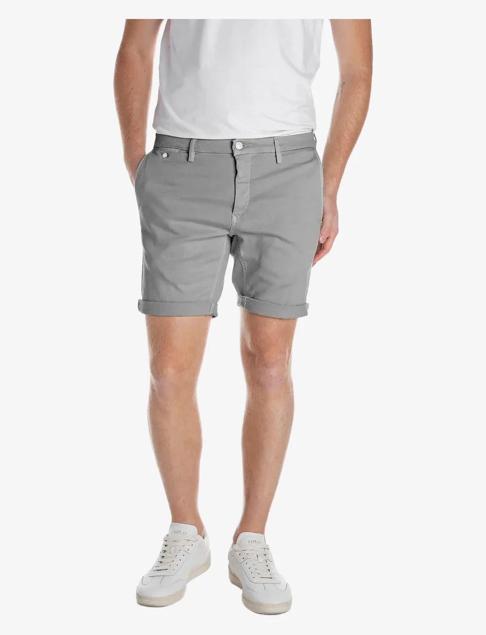 Replay - BENNI SHORT Shorts REGULAR Hyperchino Color Xlite - casual shorts - grey - 0