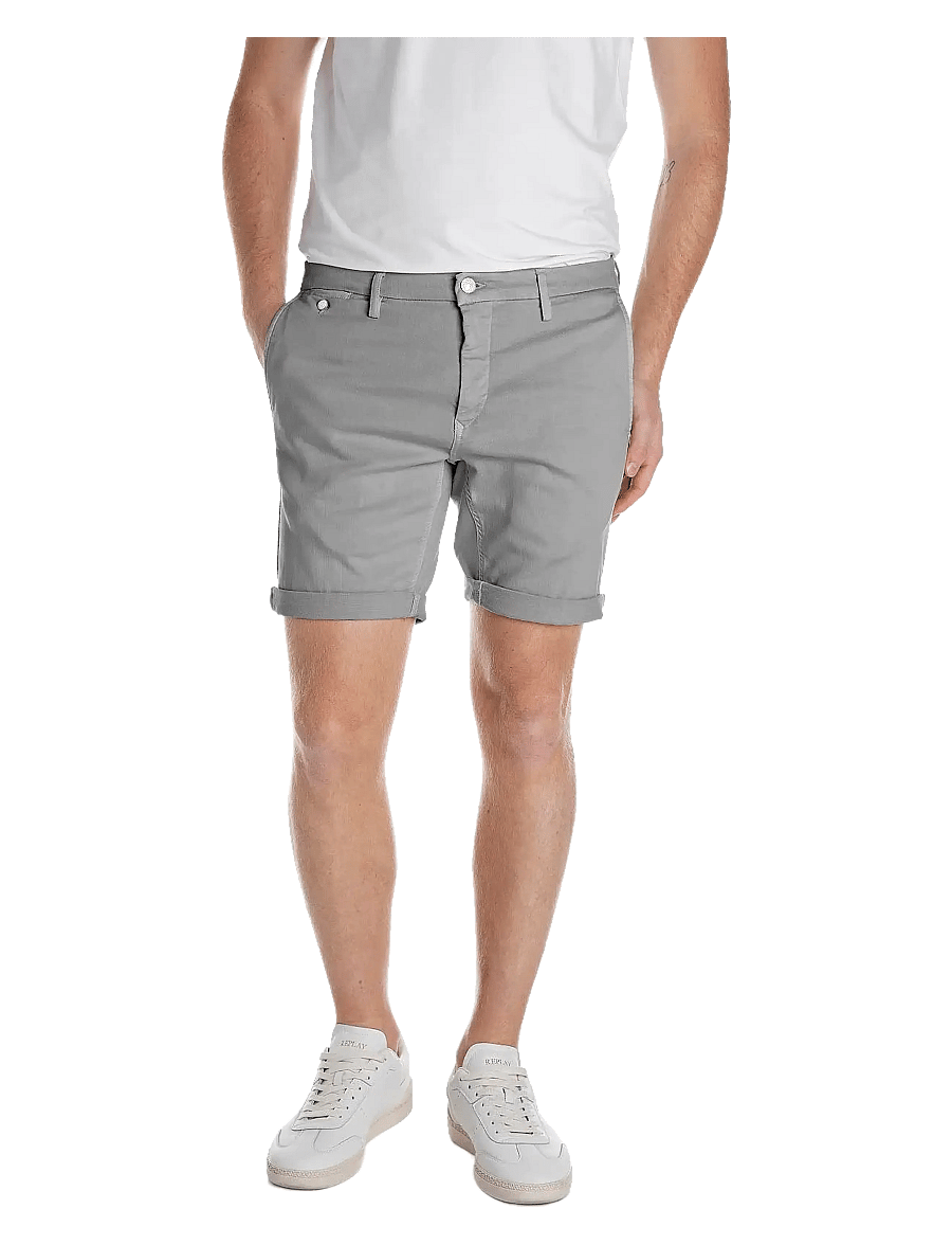 Replay - BENNI SHORT Shorts REGULAR Hyperchino Color Xlite - krótkie spodenki - grey - 0
