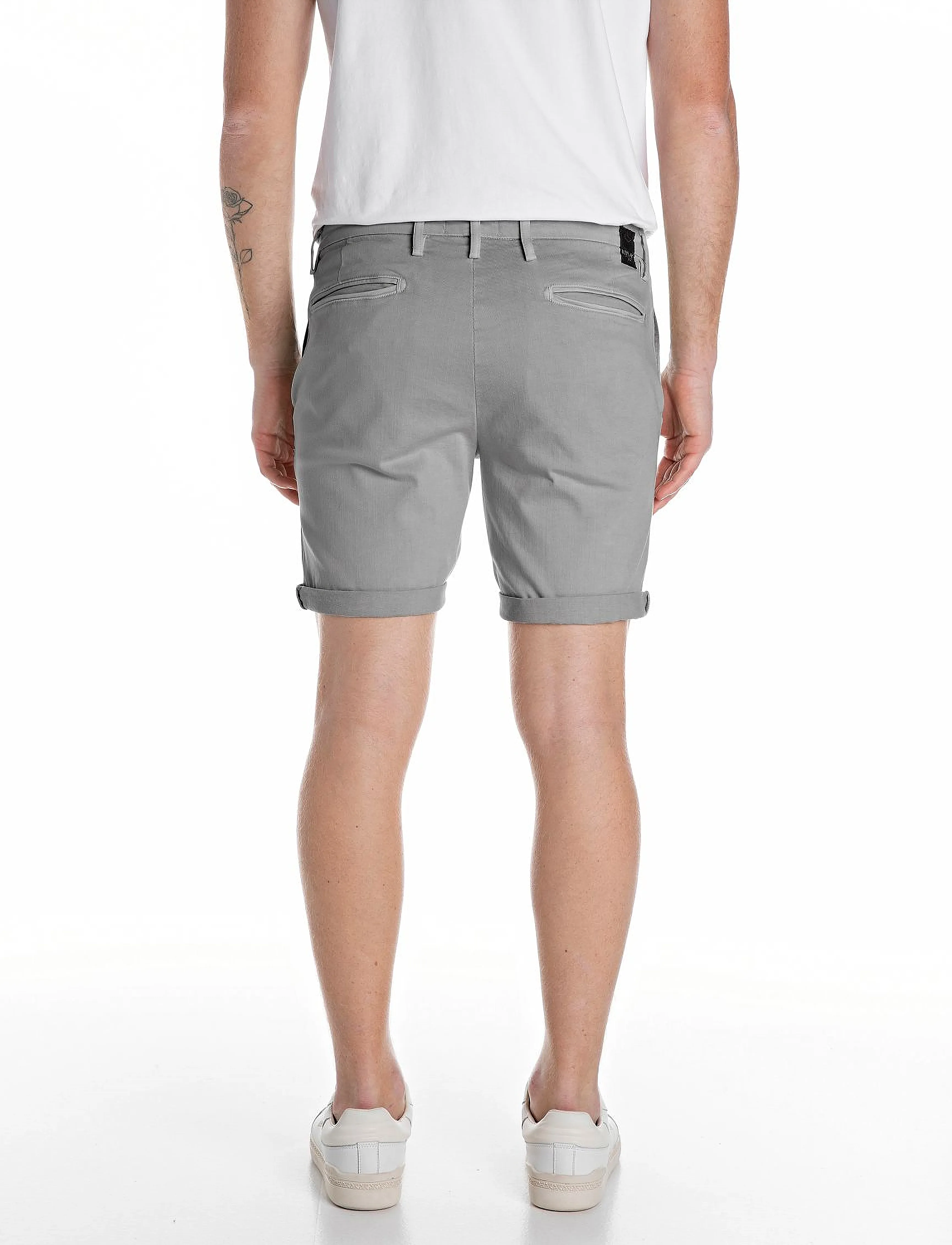 Replay - BENNI SHORT Shorts REGULAR Hyperchino Color Xlite - krótkie spodenki - grey - 1