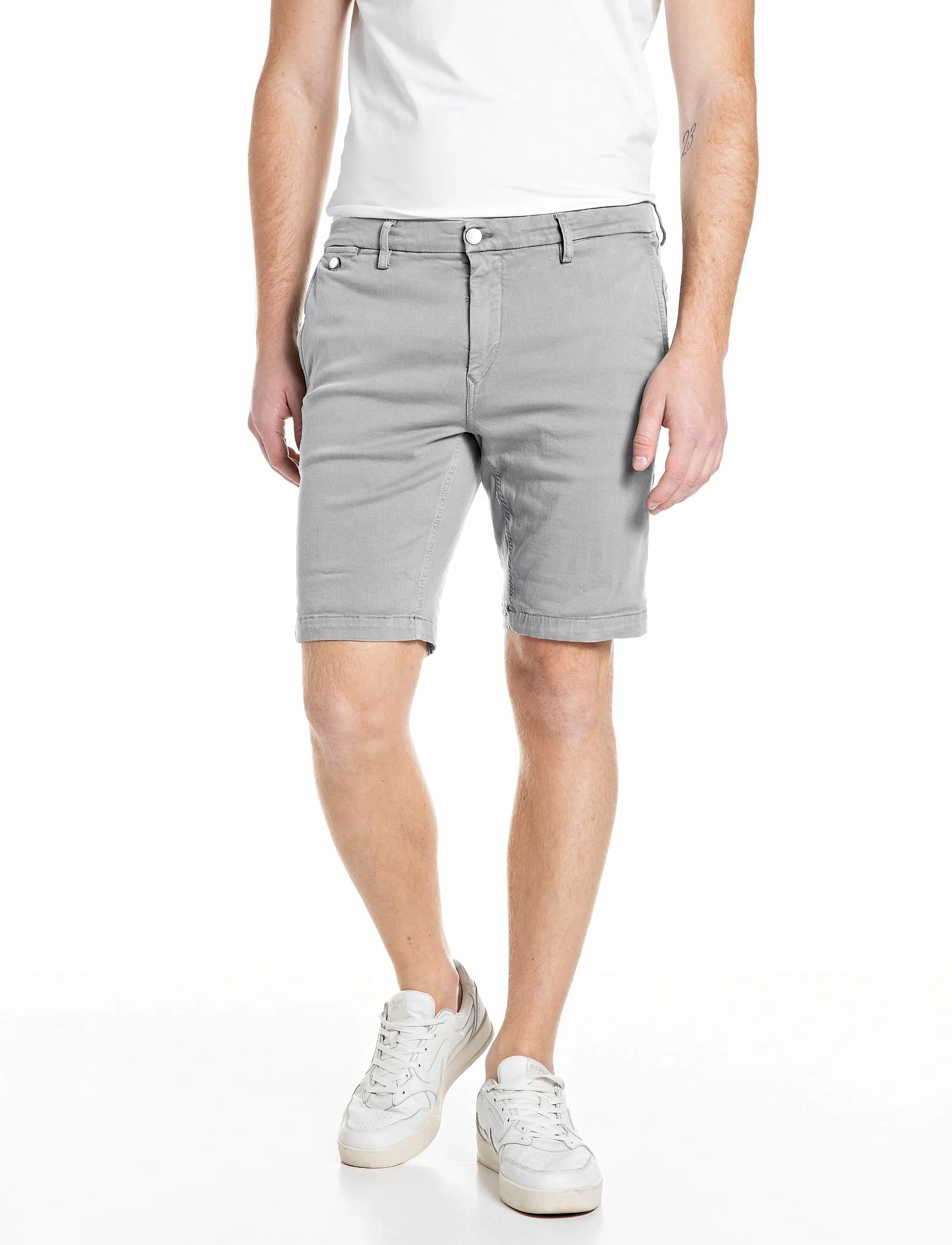 Replay Benni Short Shorts Regular Hyperchino Color Xlite, Mænd, Chino Shorts, Grå, Str: 38