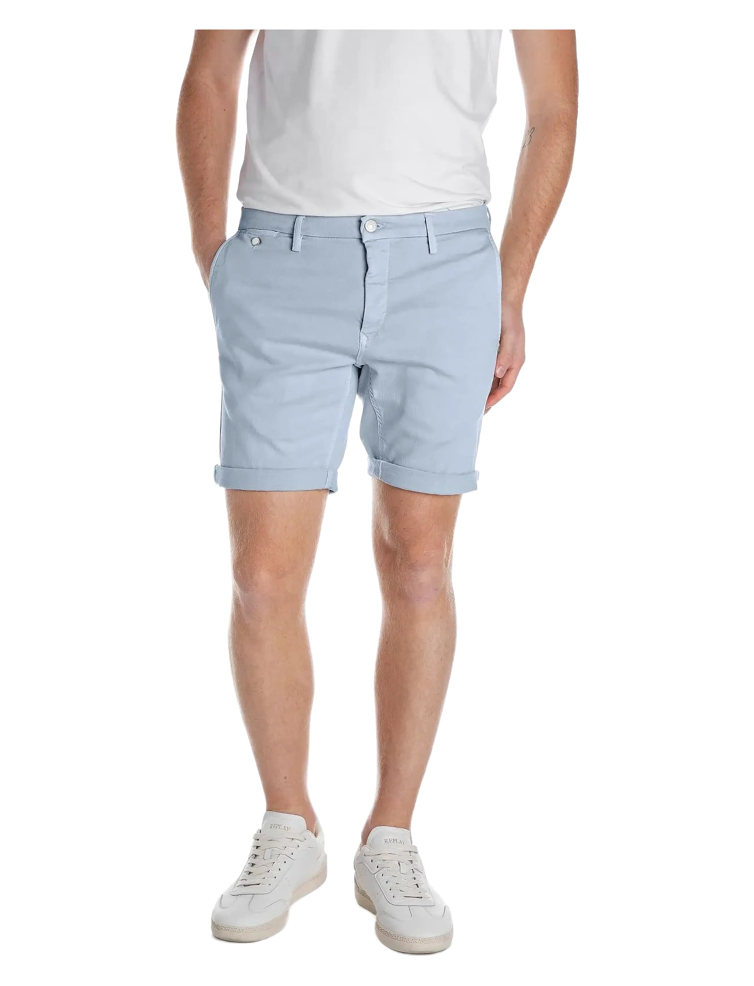 Replay BENNI SHORT Shorts REGULAR Hyperchino Color Xlite - Kleidung - GREY / blue
