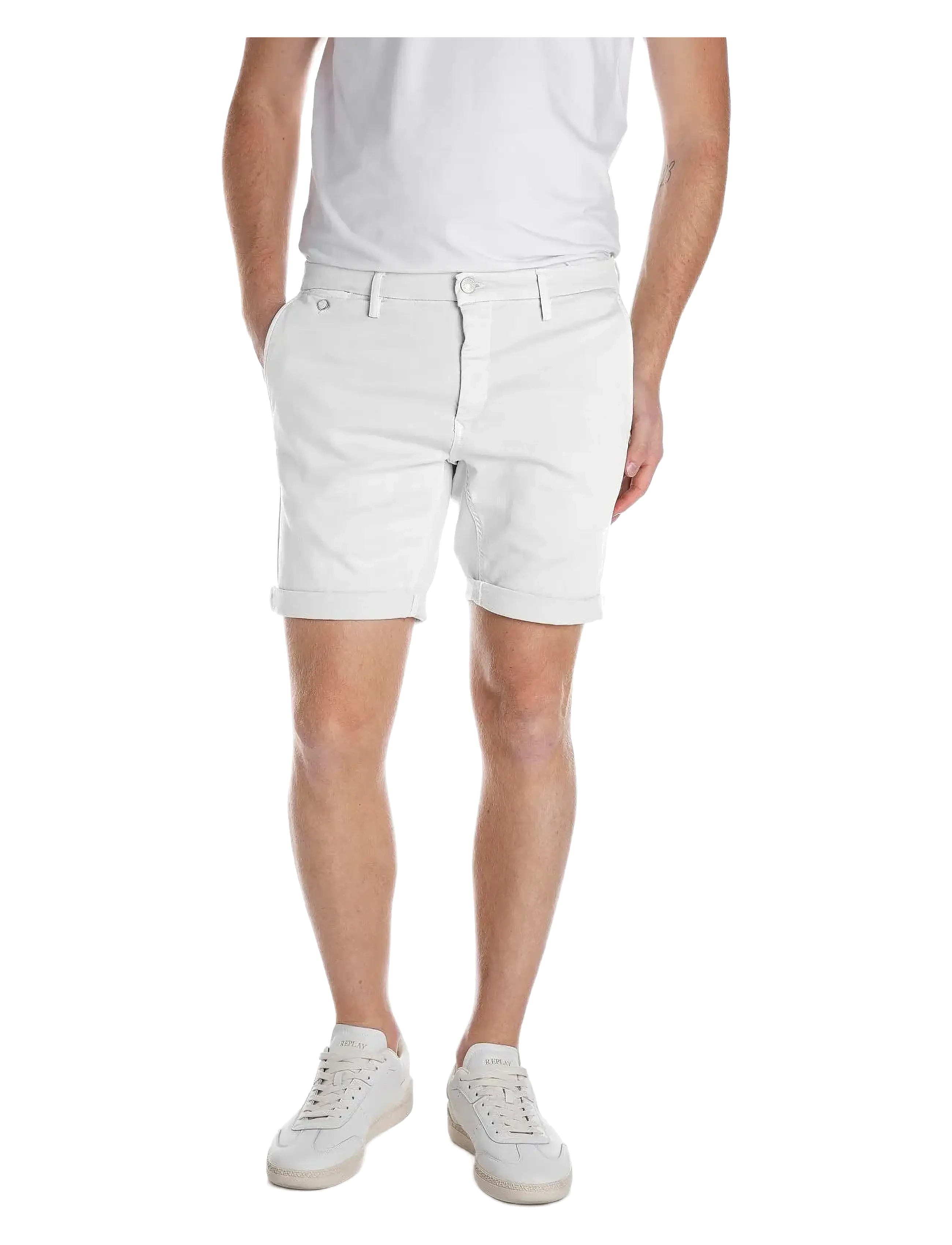 Replay Benni Short Shorts Regular Hyperchino Color Xlite, 36, Shorts, Weiß - Casual, Männerswear
