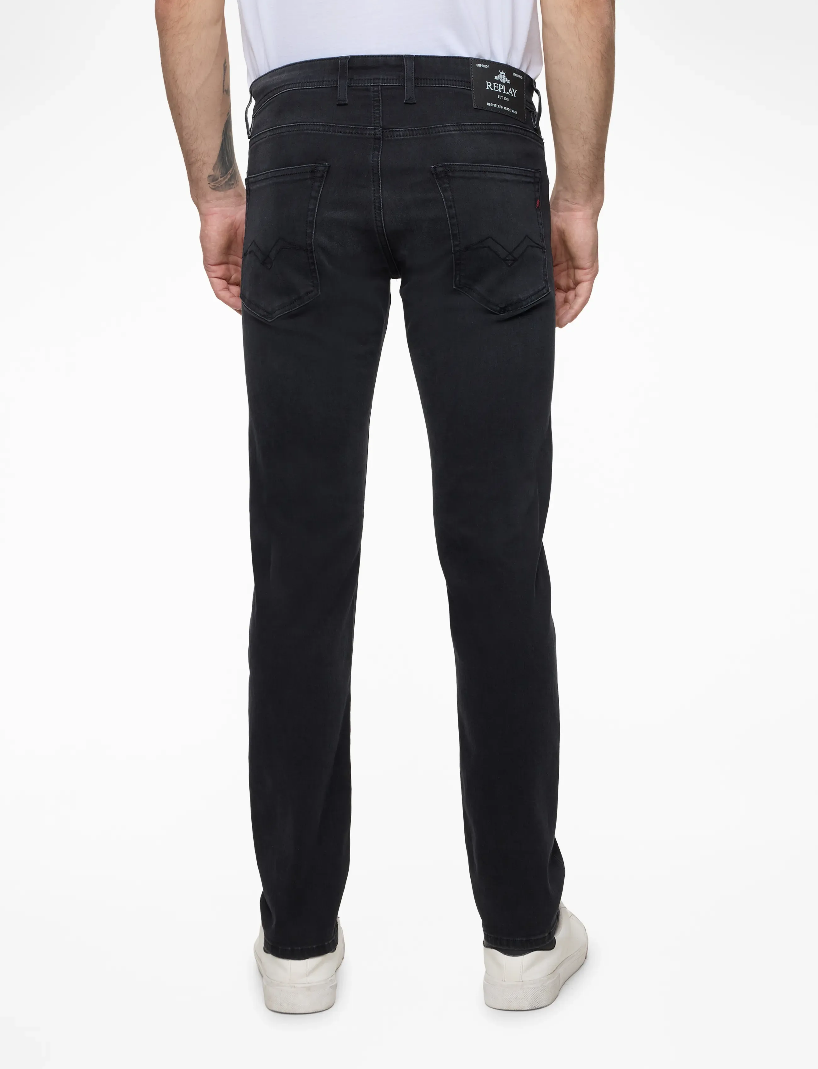 Replay - GROVER Trousers STRAIGHT C-Stretch - dark grey - 4
