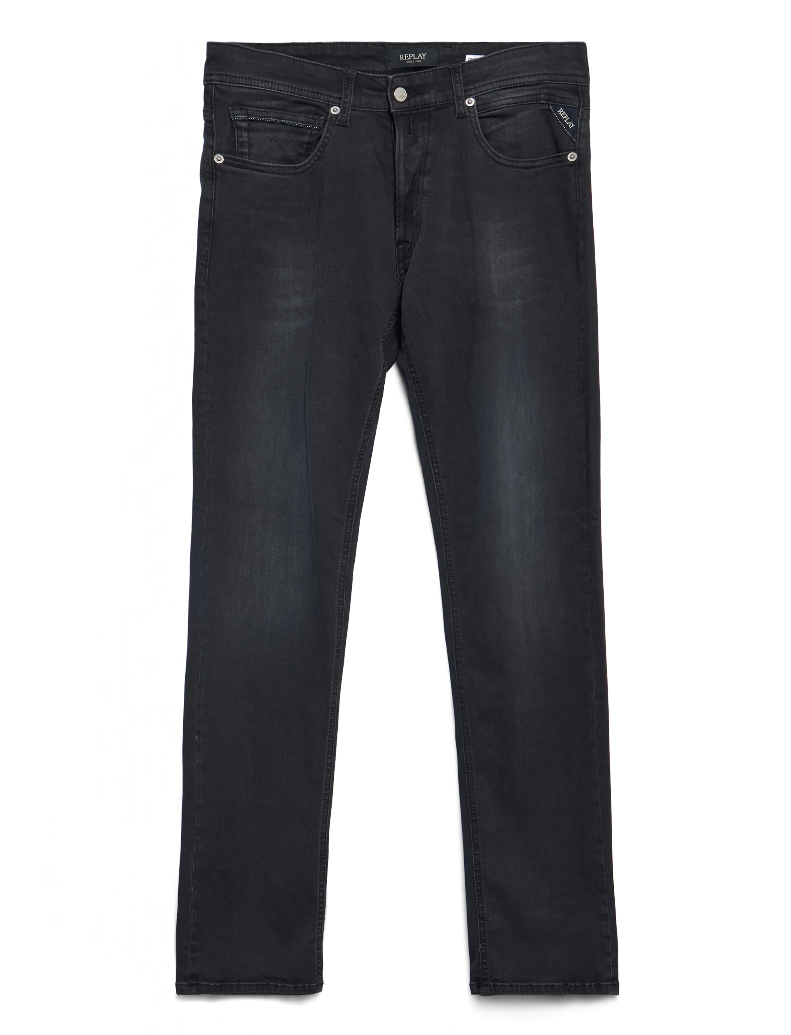 Replay Grover Trousers Straight C-Stretch, 34 x 30, Jeans, Schwarz - Regular, Männerswear