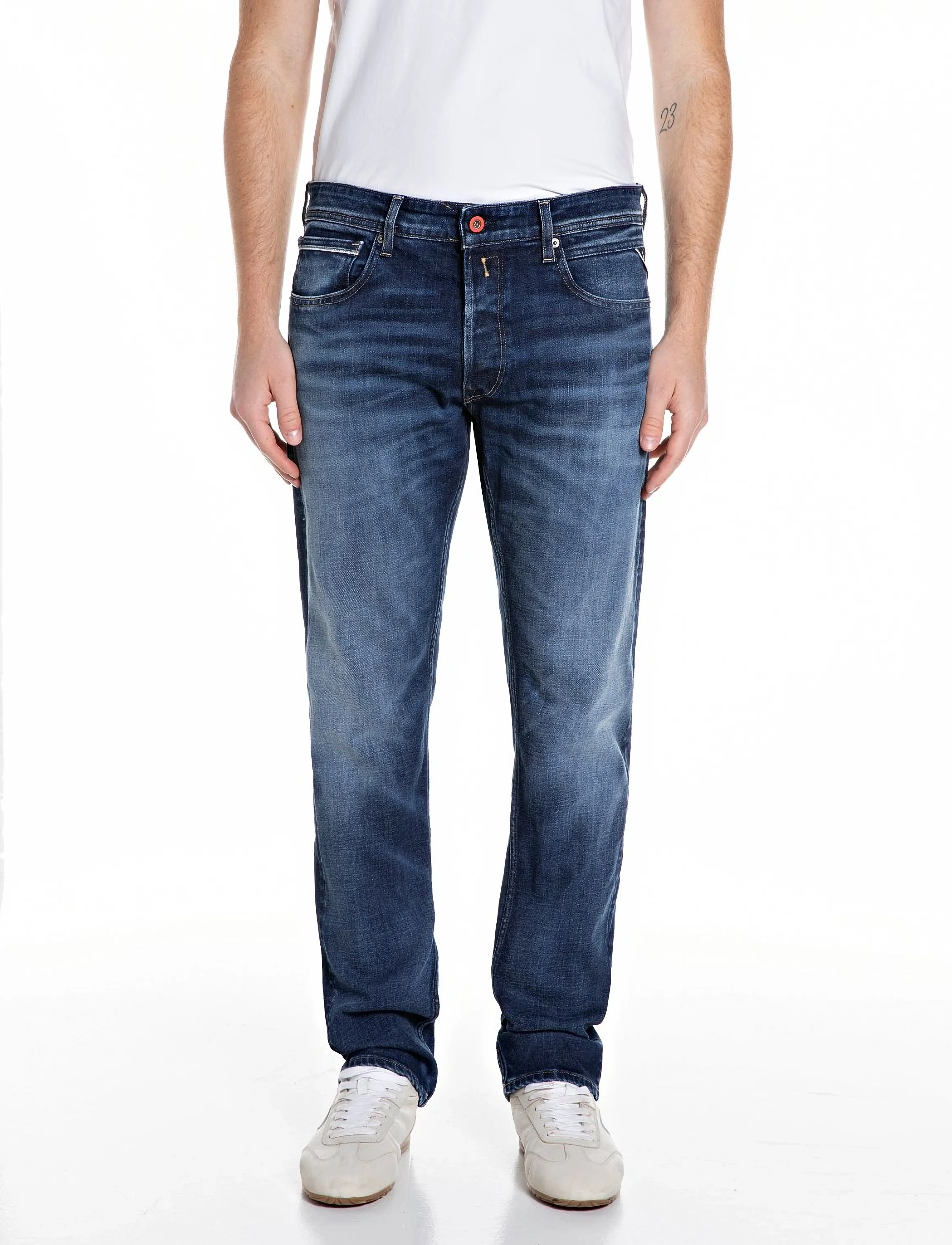 Replay Grover Trousers Straight, 32 x 32, Blue, Jeans > Almindelige, Herre