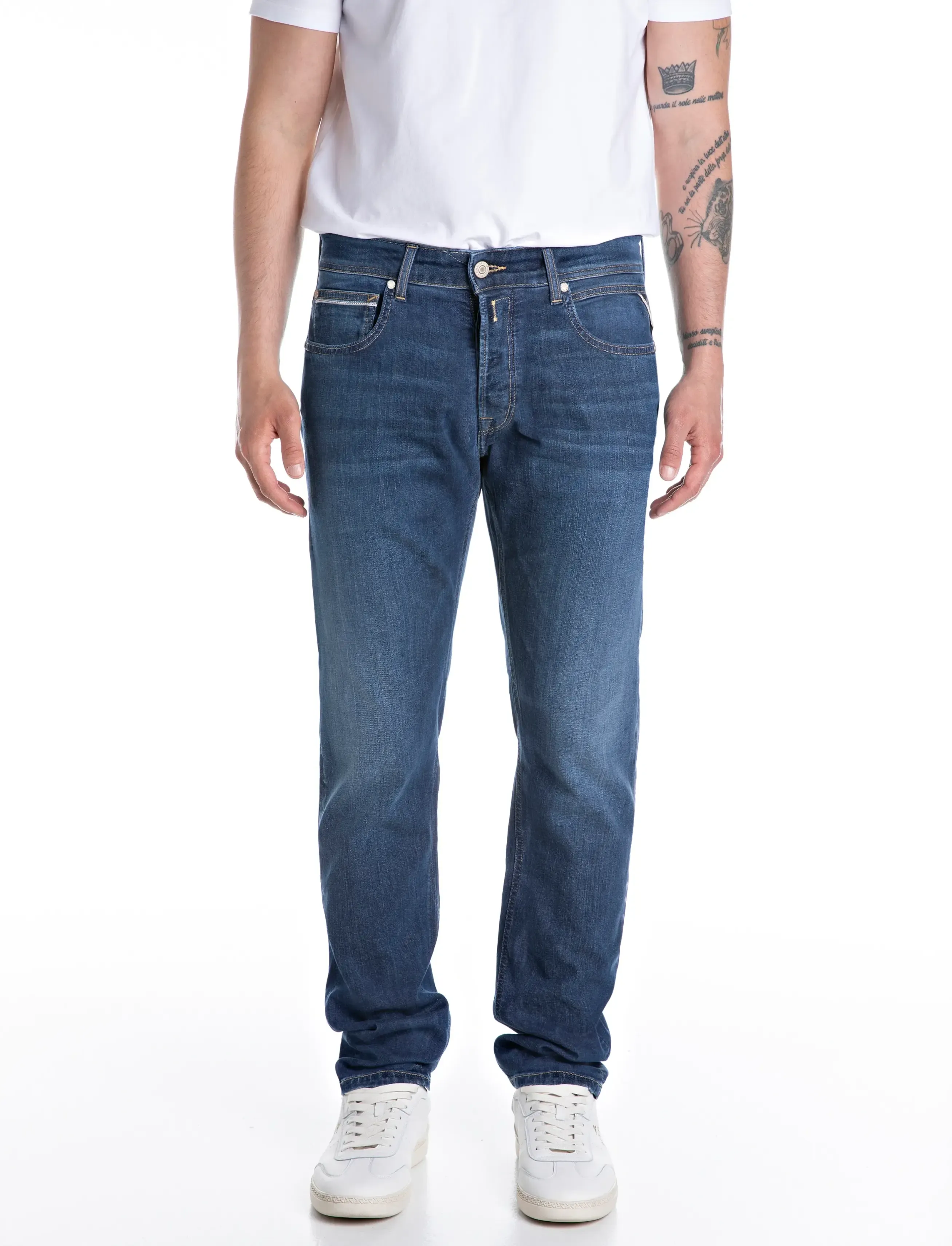 Replay GROVER Trousers STRAIGHT 573 ECO PLUS,Sustainable - Kleidung - BLUE / navy