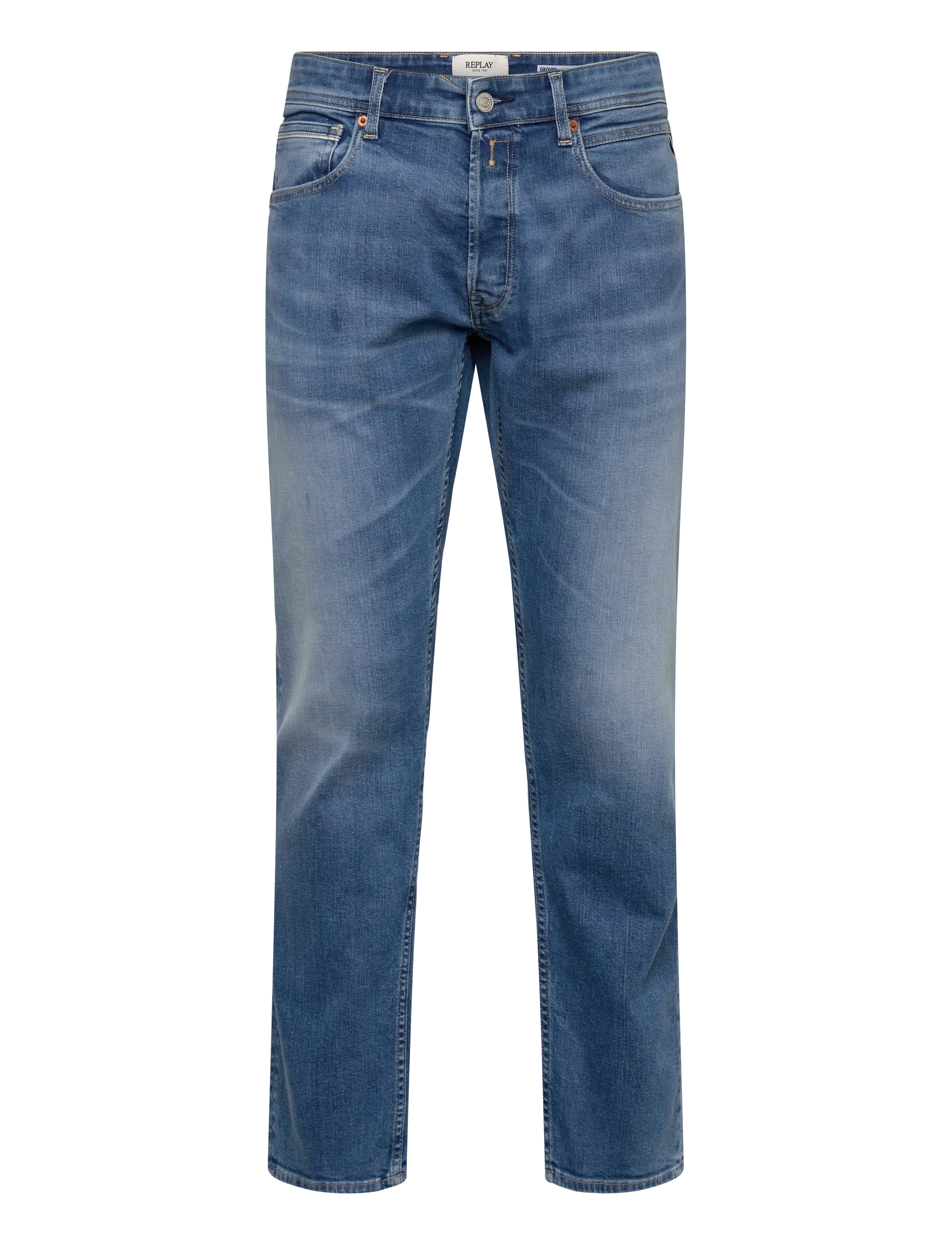 Replay GROVER Trousers STRAIGHT 573 ECO PLUS - Kläder - MEDIUM BLUE / blue