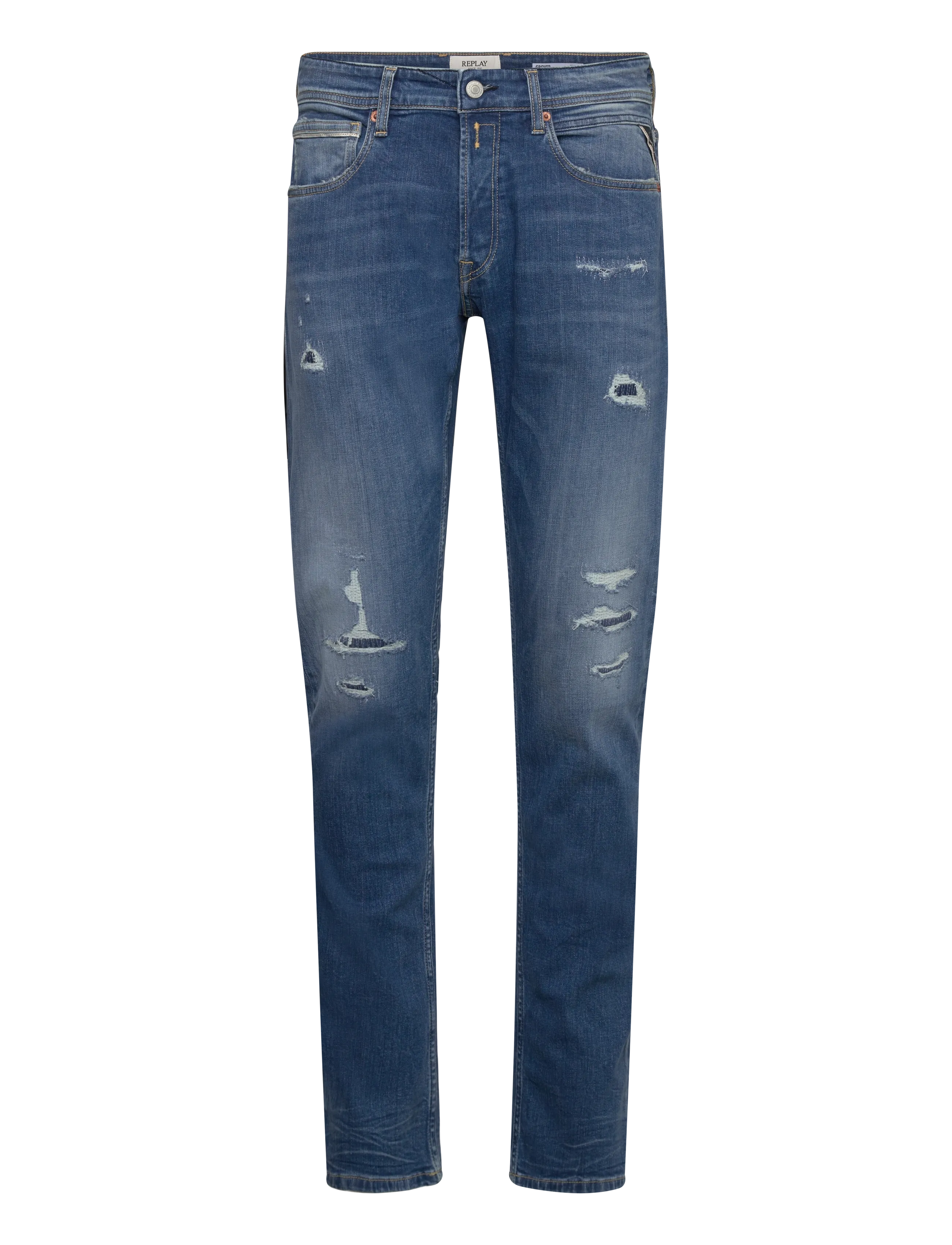 Replay GROVER Trousers STRAIGHT 573 ECO PLUS - Riided - BLUE / blue