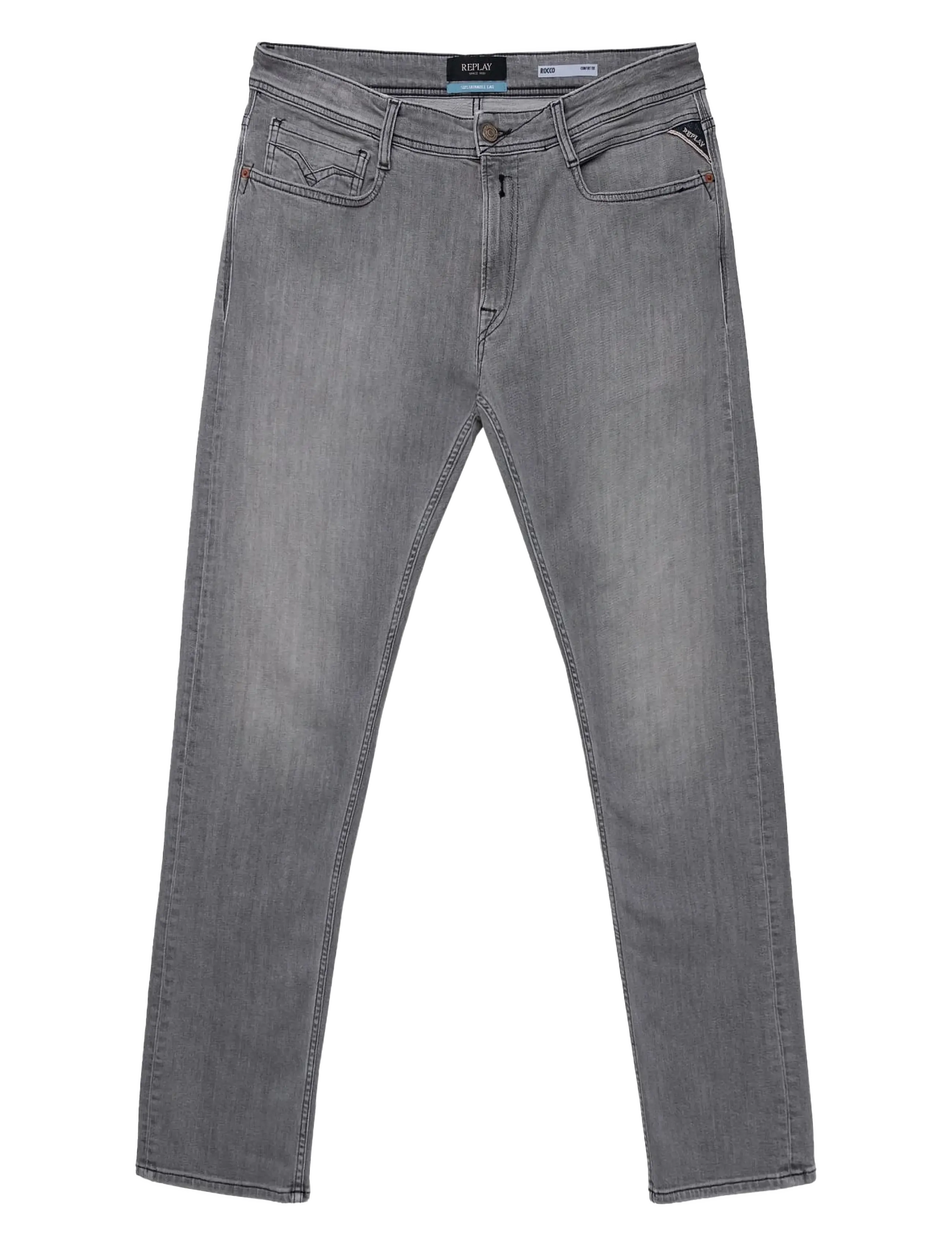 Replay GROVER Trousers STRAIGHT 573 ECO PLUS - Teksad - MEDIUM GREY / grey