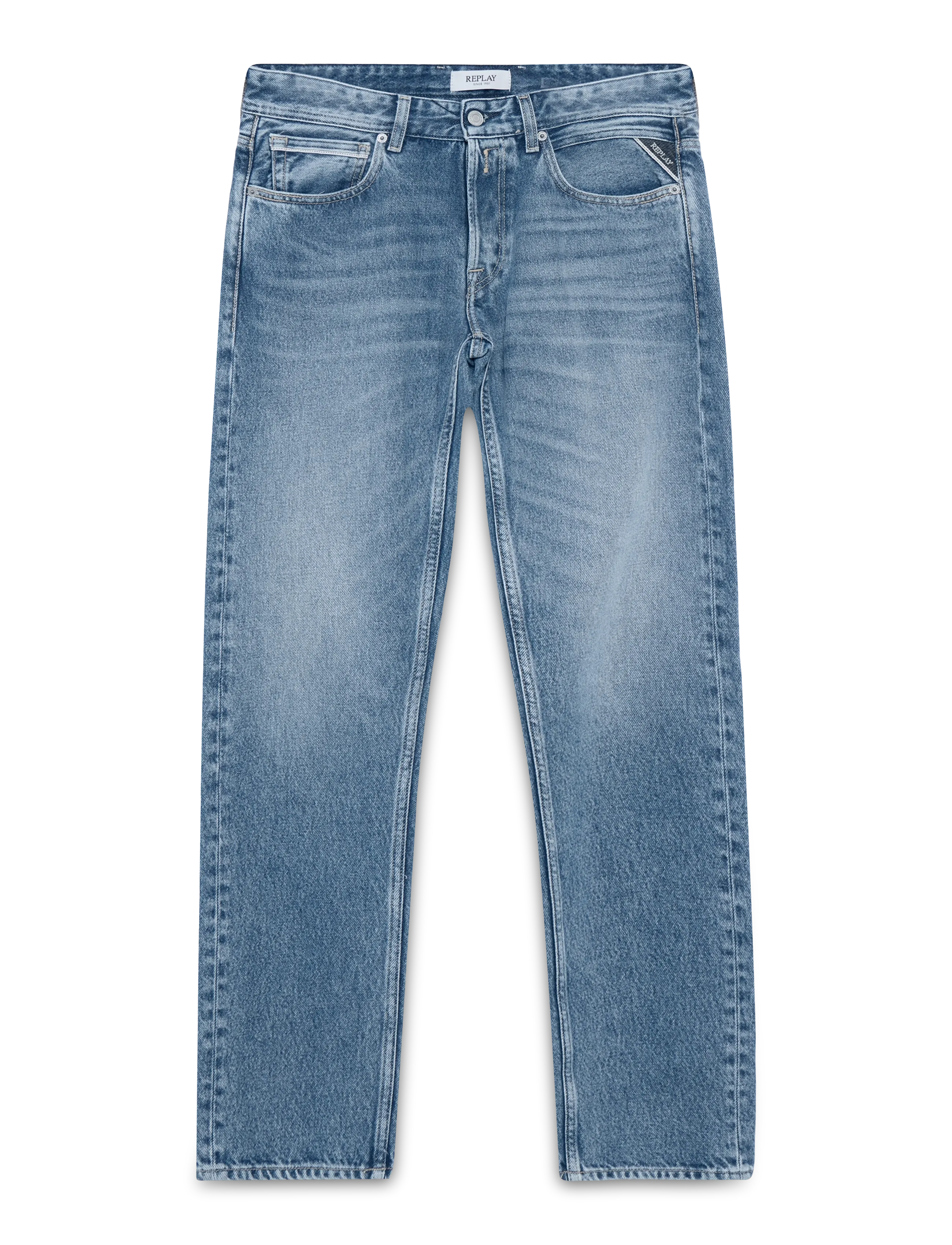Replay GROVER Trousers STRAIGHT 99 Denim - Riided - MEDIUM BLUE / blue