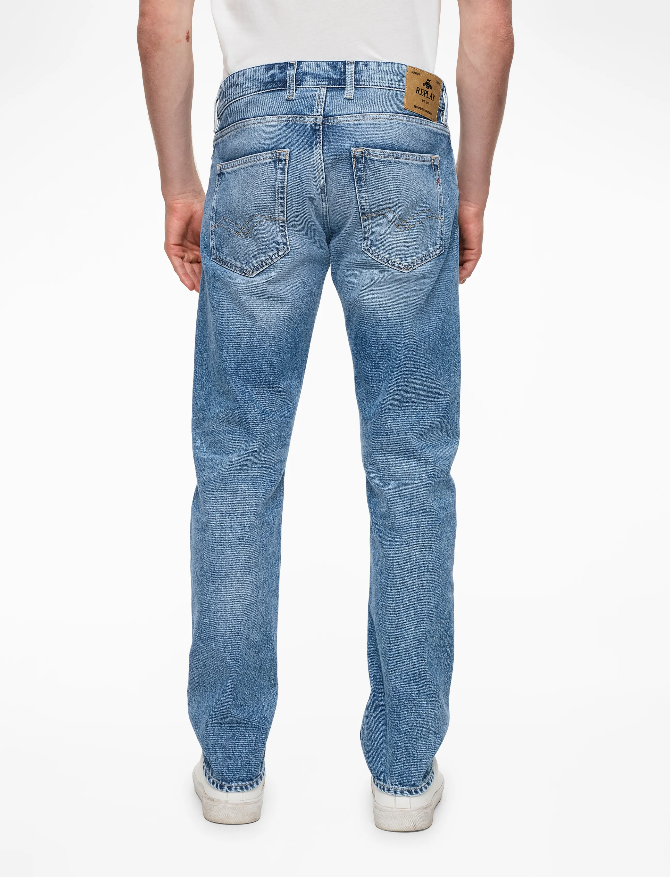 Replay - GROVER Trousers STRAIGHT 99 Denim - medium blue - 4