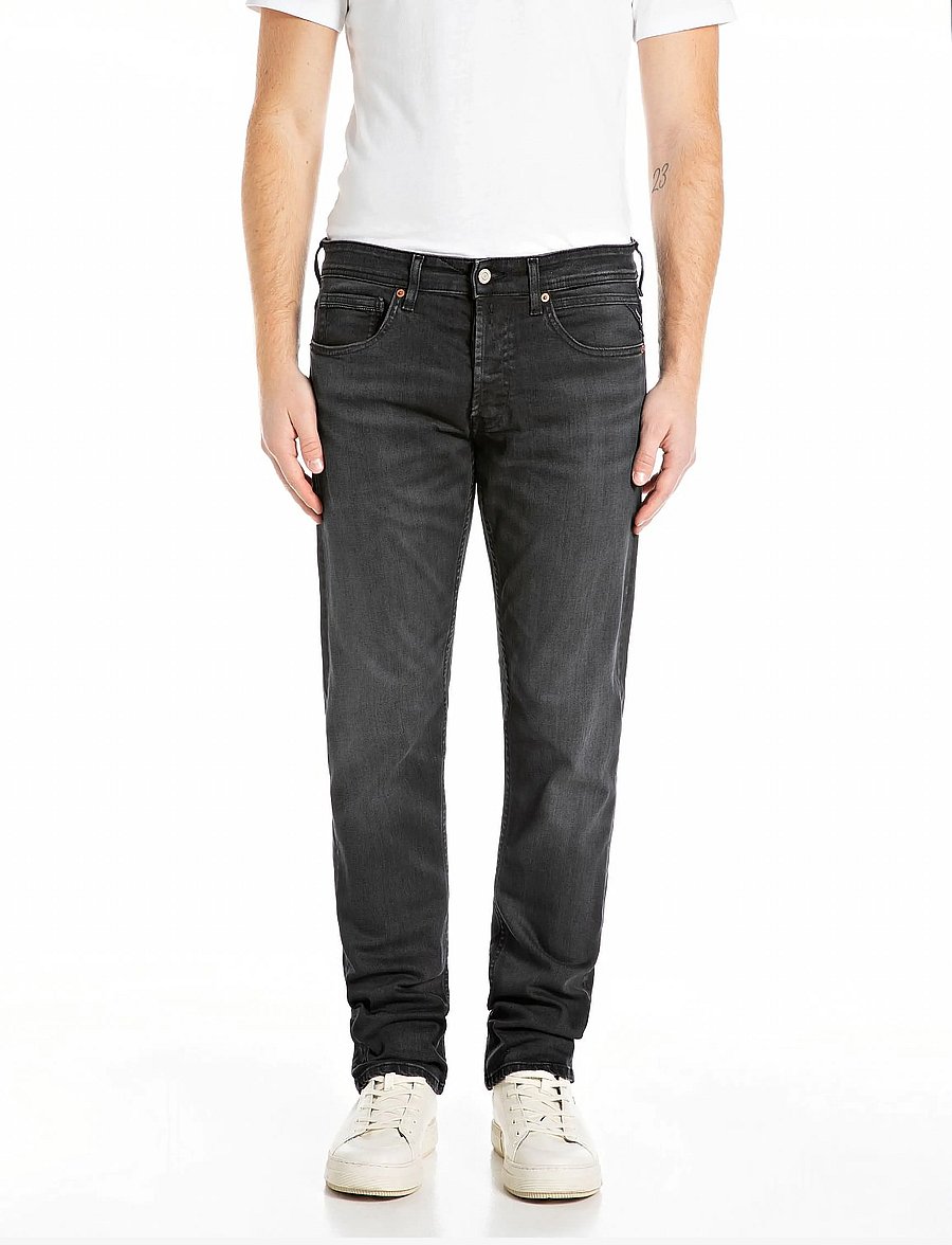 Replay - GROVER Trousers STRAIGHT 573 ECO PLUS,Sustainable - regular jeans - black delavÉ - 0