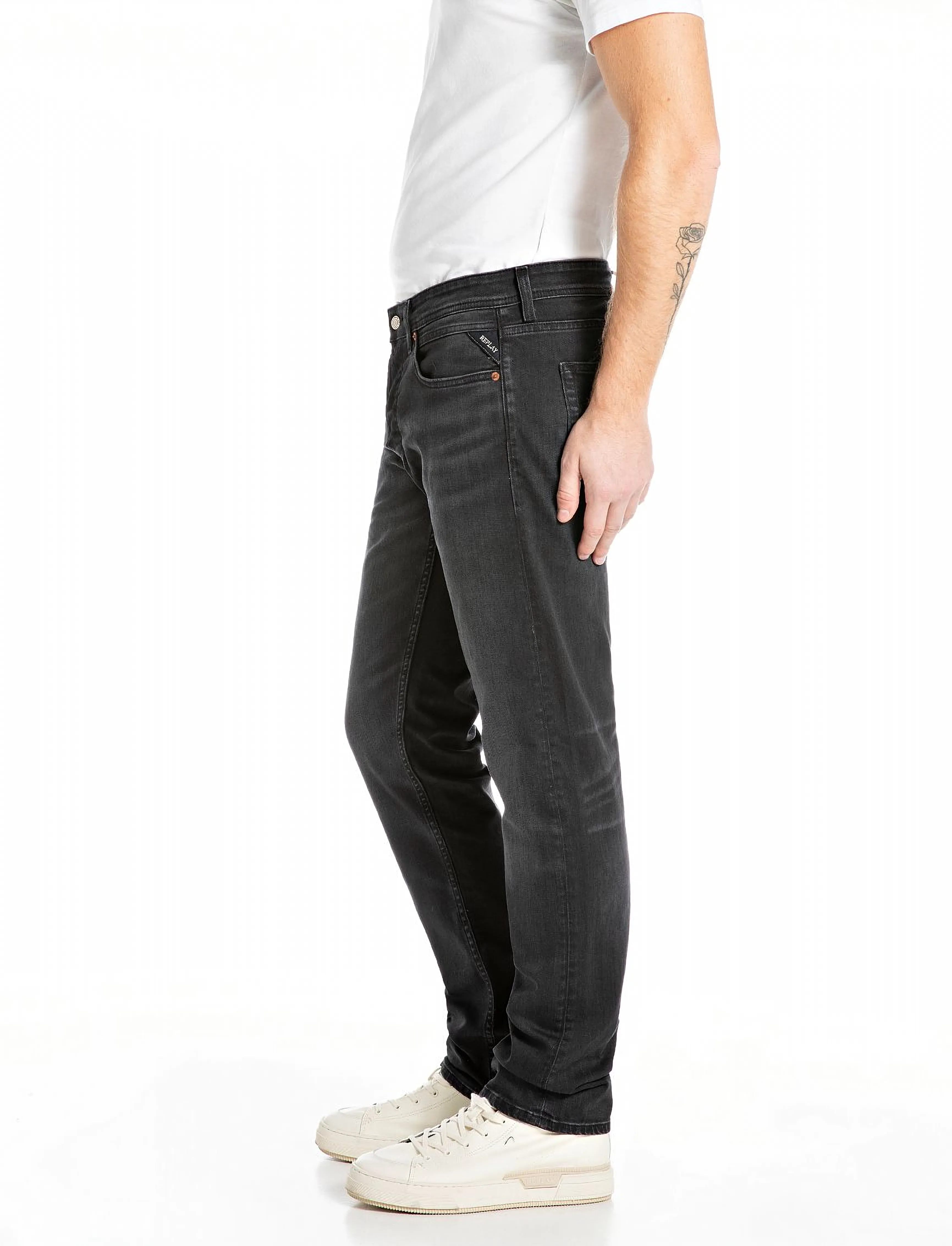 Replay - GROVER Trousers STRAIGHT 573 ECO PLUS,Sustainable - regular jeans - black delavÉ - 4
