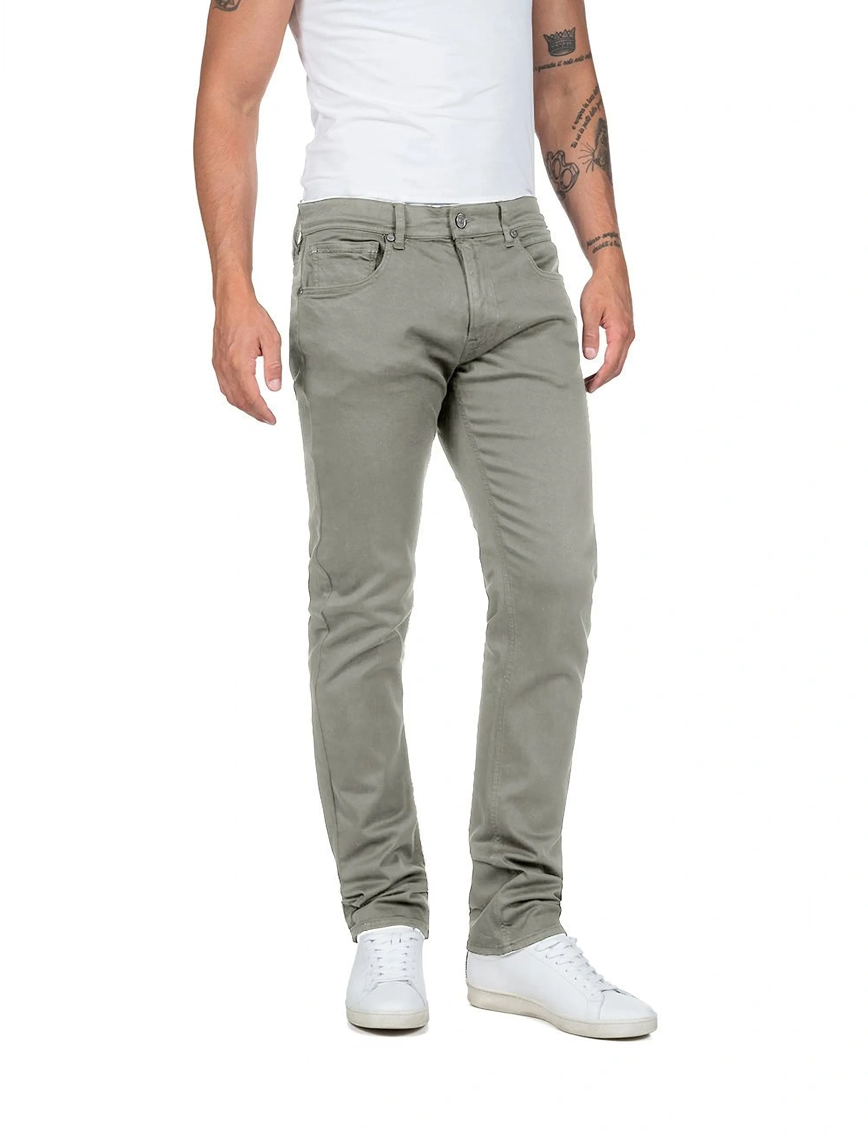 Replay GROVER Trousers STRAIGHT Hyperflex Colour XLite - Vårgarderoben - GREEN / green