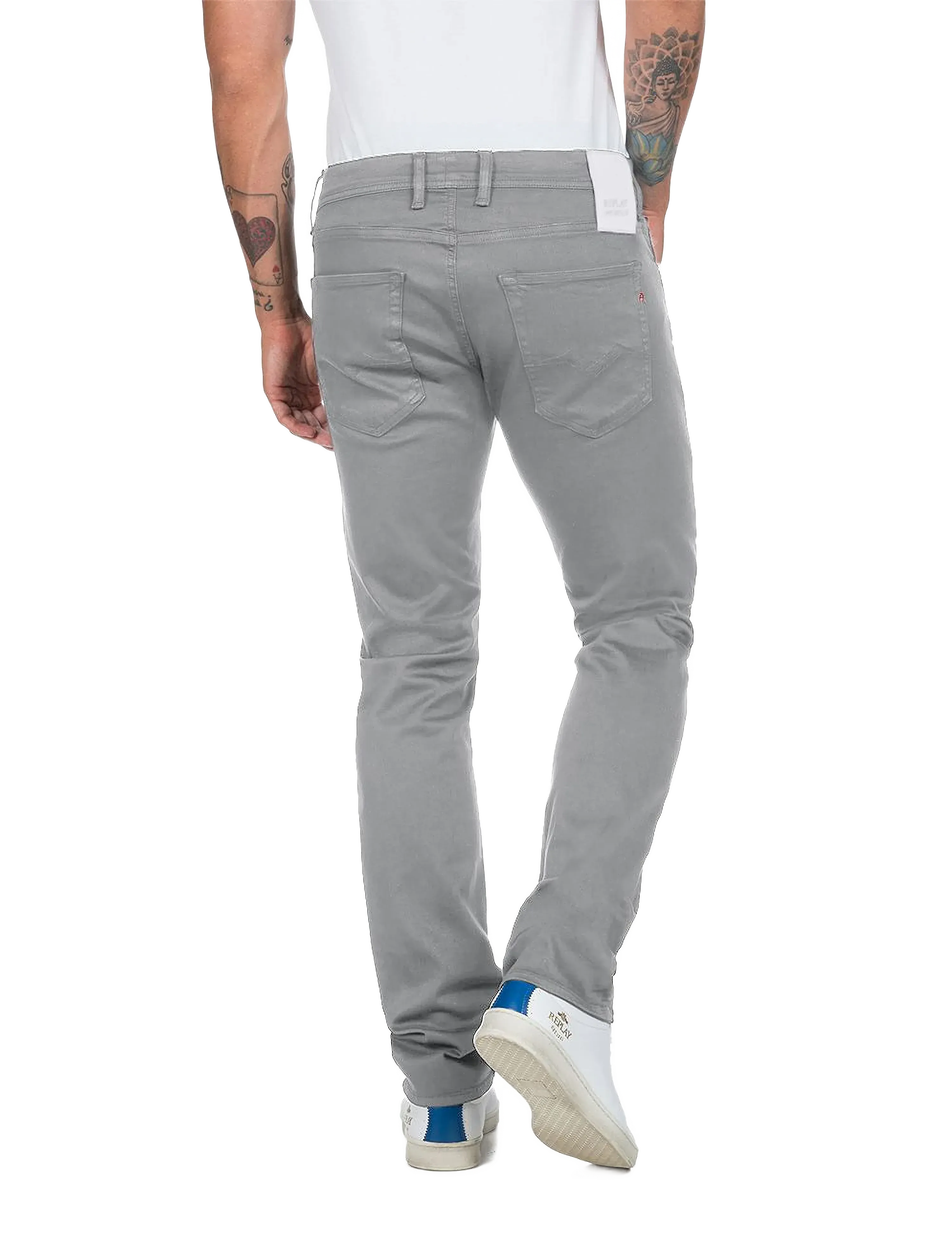 Replay - GROVER Trousers STRAIGHT Hyperflex Colour XLite - bukser & jeans - grey - 2