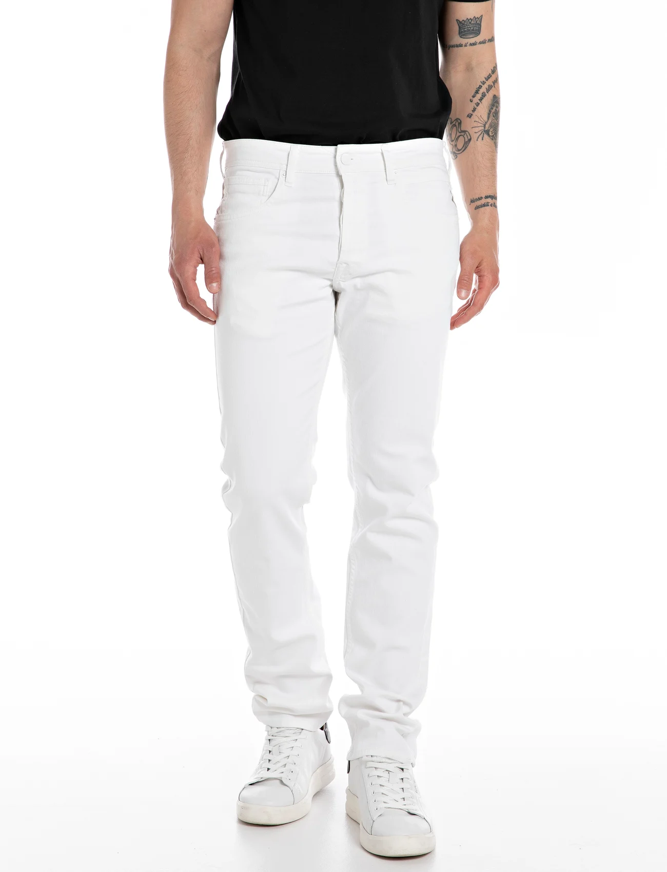 Replay - GROVER Trousers STRAIGHT - skinny jeans - white - 0