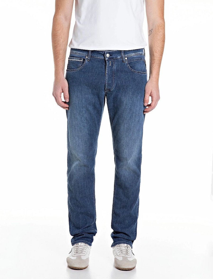 Replay - GROVER Trousers STRAIGHT X-Lite Plus - tavalised teksad - medium blue - 0