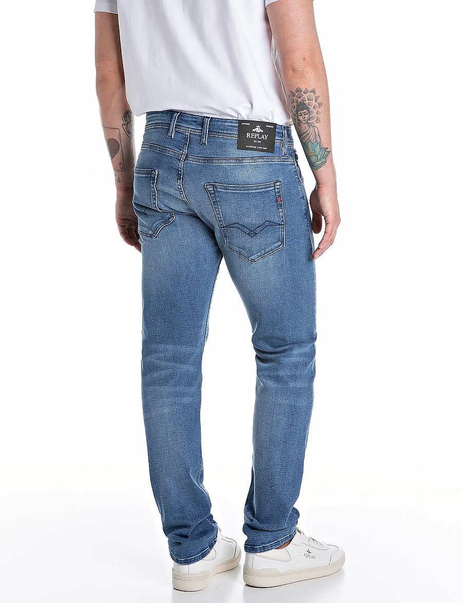 Replay - GROVER Trousers STRAIGHT C-Stretch - suorat farkut - medium blue - 5
