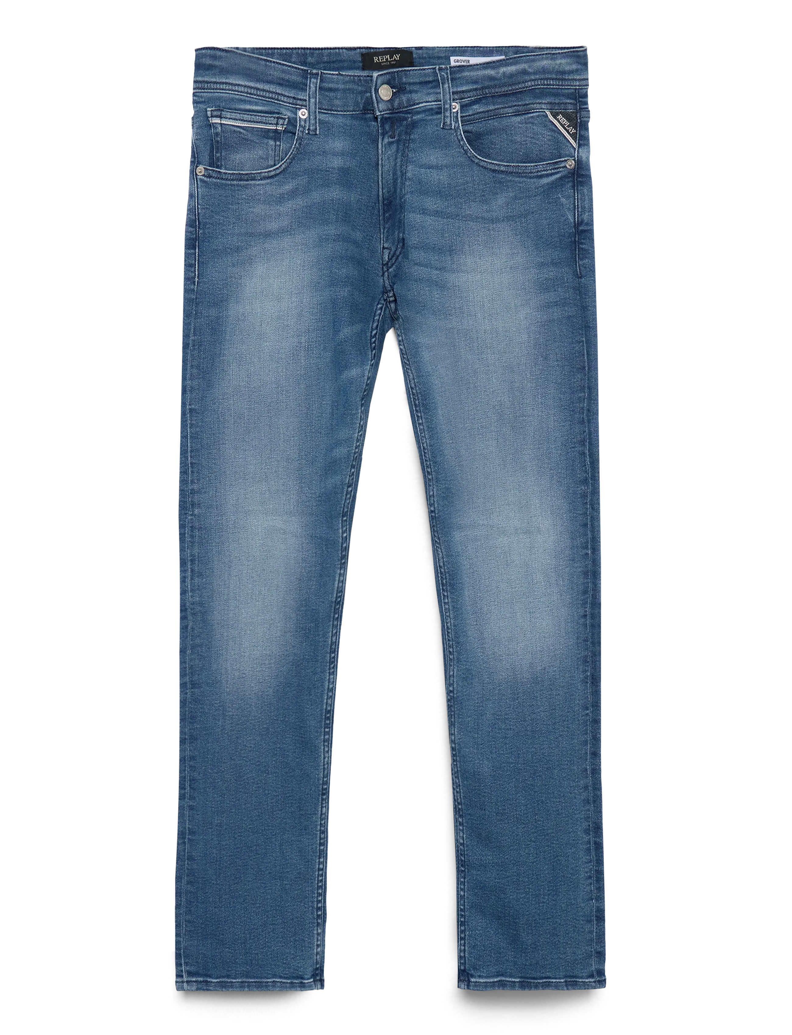 Replay - GROVER Trousers STRAIGHT C-Stretch - medium blue - 1