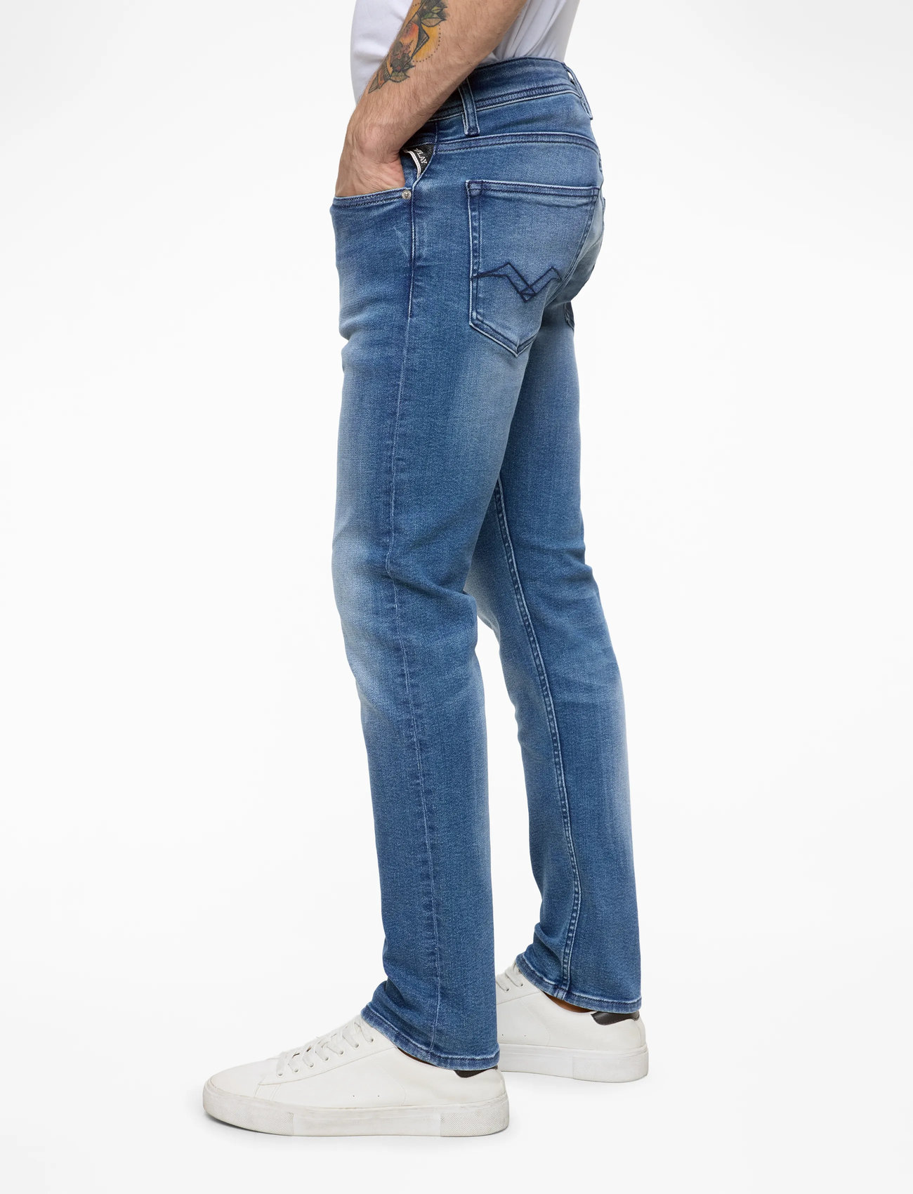 Replay - GROVER Trousers STRAIGHT C-Stretch - medium blue - 3