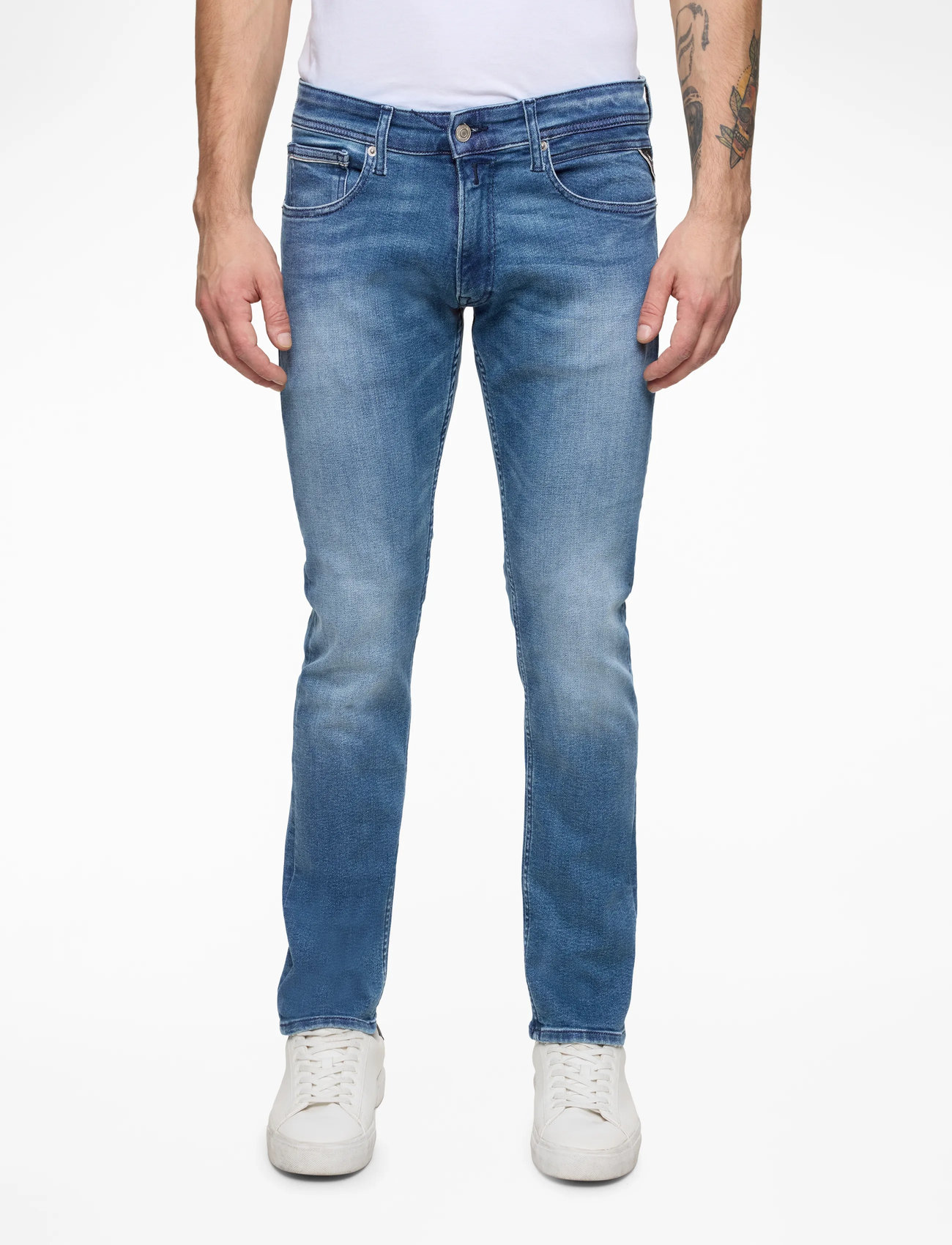 Replay - GROVER Trousers STRAIGHT C-Stretch - medium blue - 0