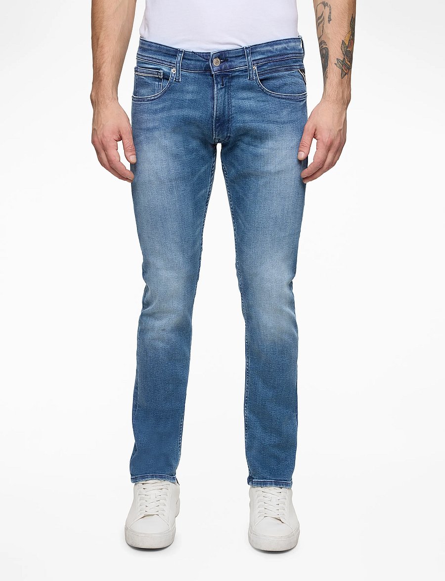 Replay - GROVER Trousers STRAIGHT C-Stretch - medium blue - 0
