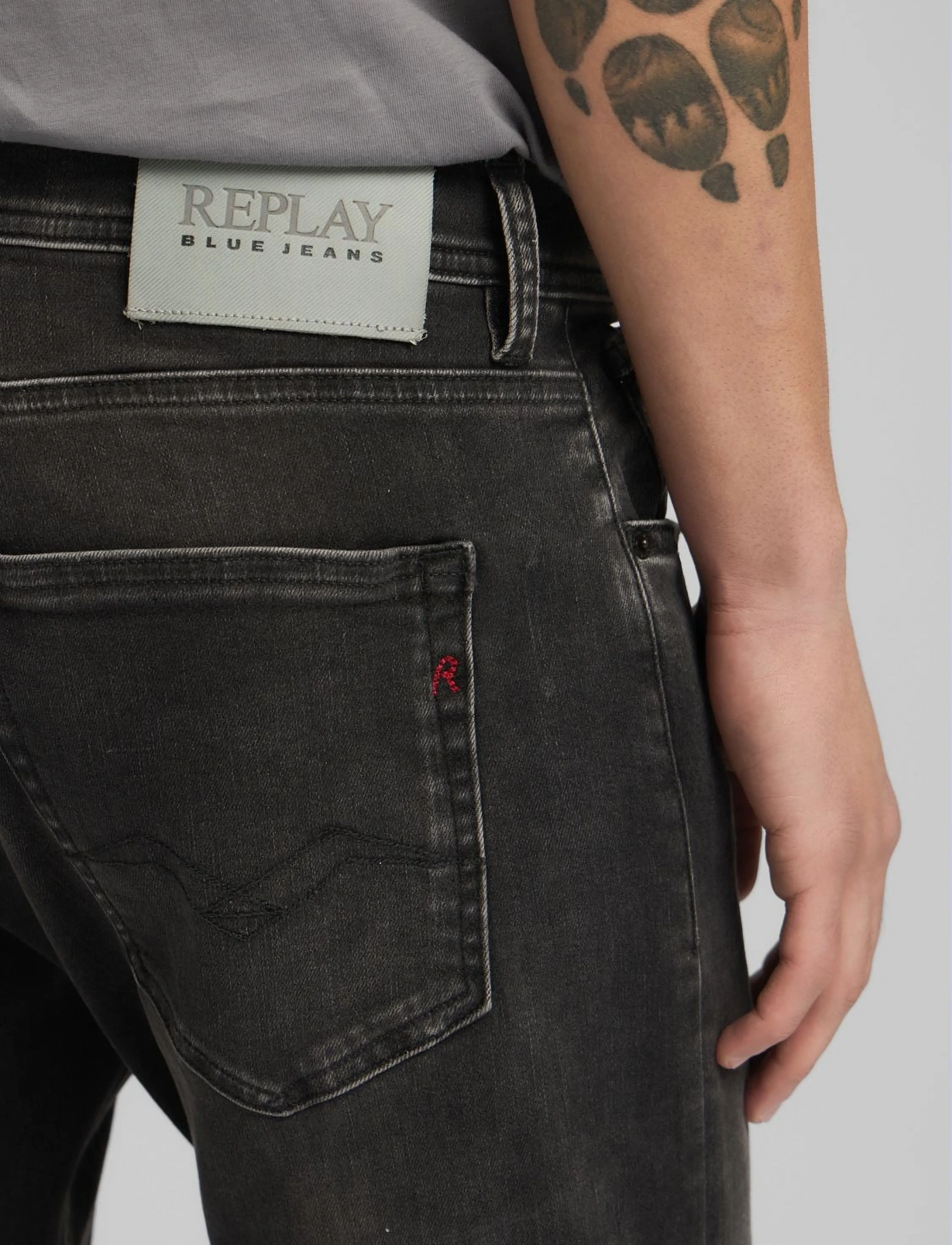 Replay GROVER Trousers STRAIGHT HYPERFLEX ORIGINAL - Jeans - GREY / grey