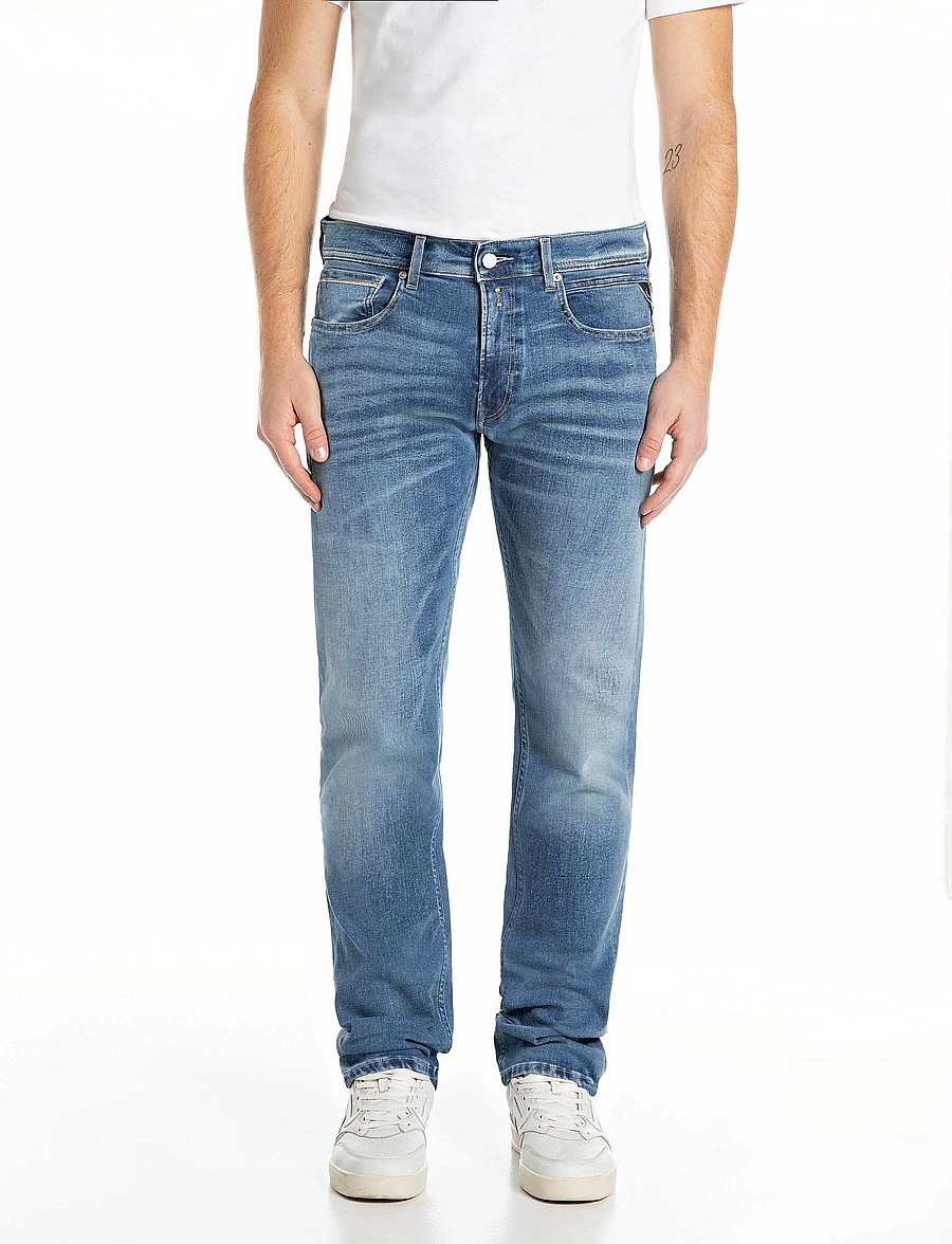 Replay - GROVER Trousers STRAIGHT HYPERFLEX ORIGINAL - normale jeans - medium blue - 0