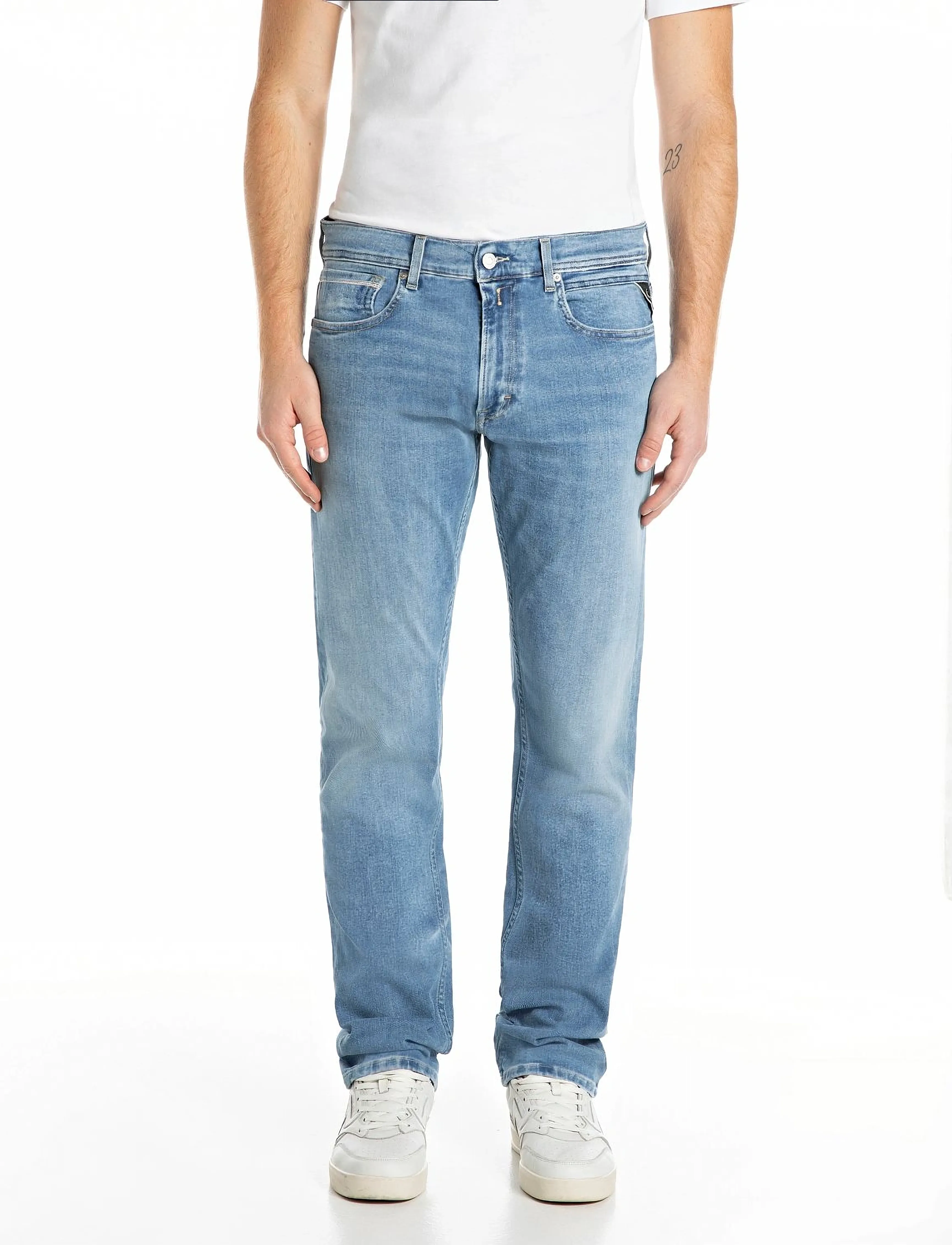 Replay Grover Trousers Straight Hyperflex Original, 38 x 32, Jeans, Blau - Regular, Männerswear