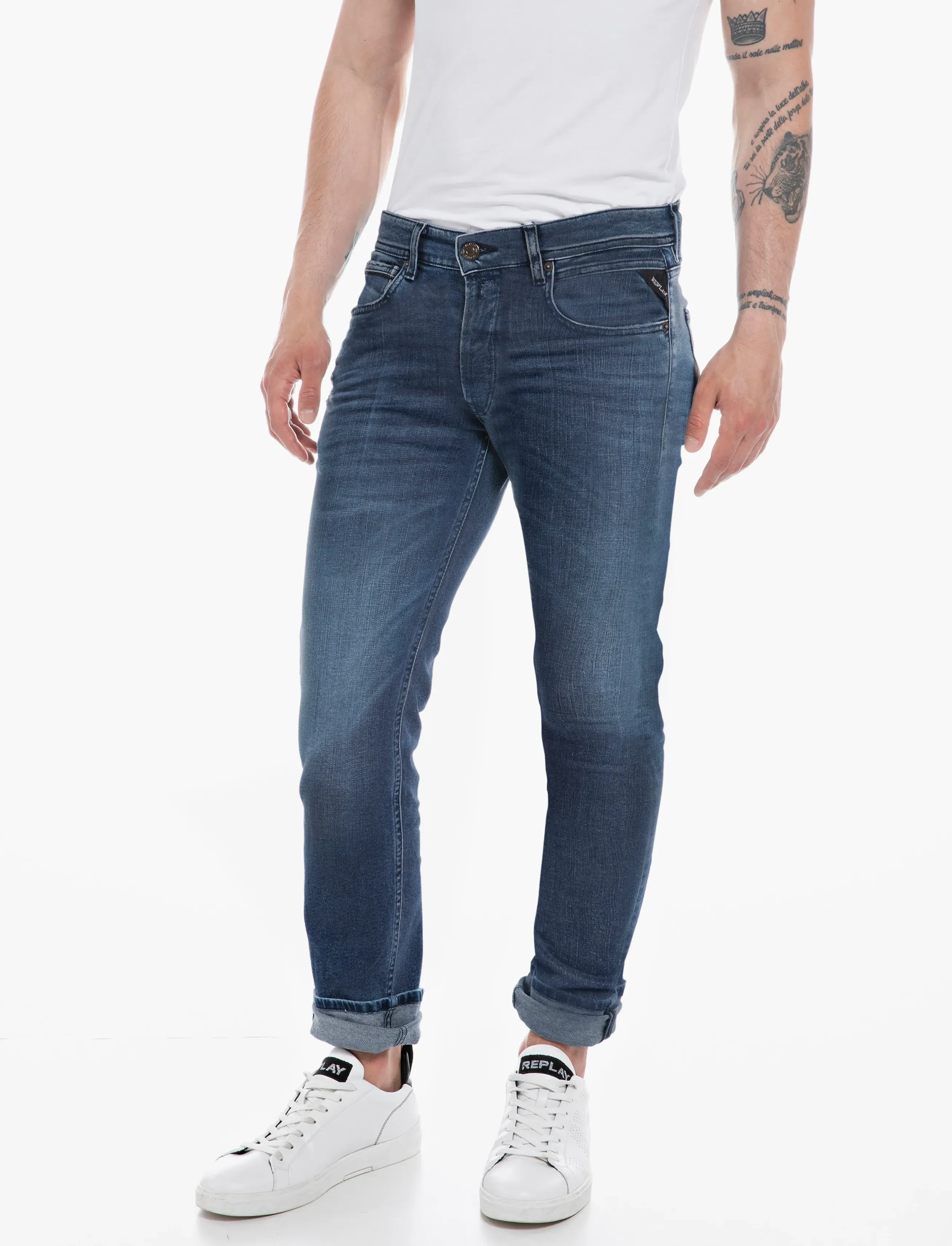 Replay Grover Straight Hyper Cloud Sustainable Denim Trousers, 34 x 32, Blue, Jeans > Almindelige, Herre