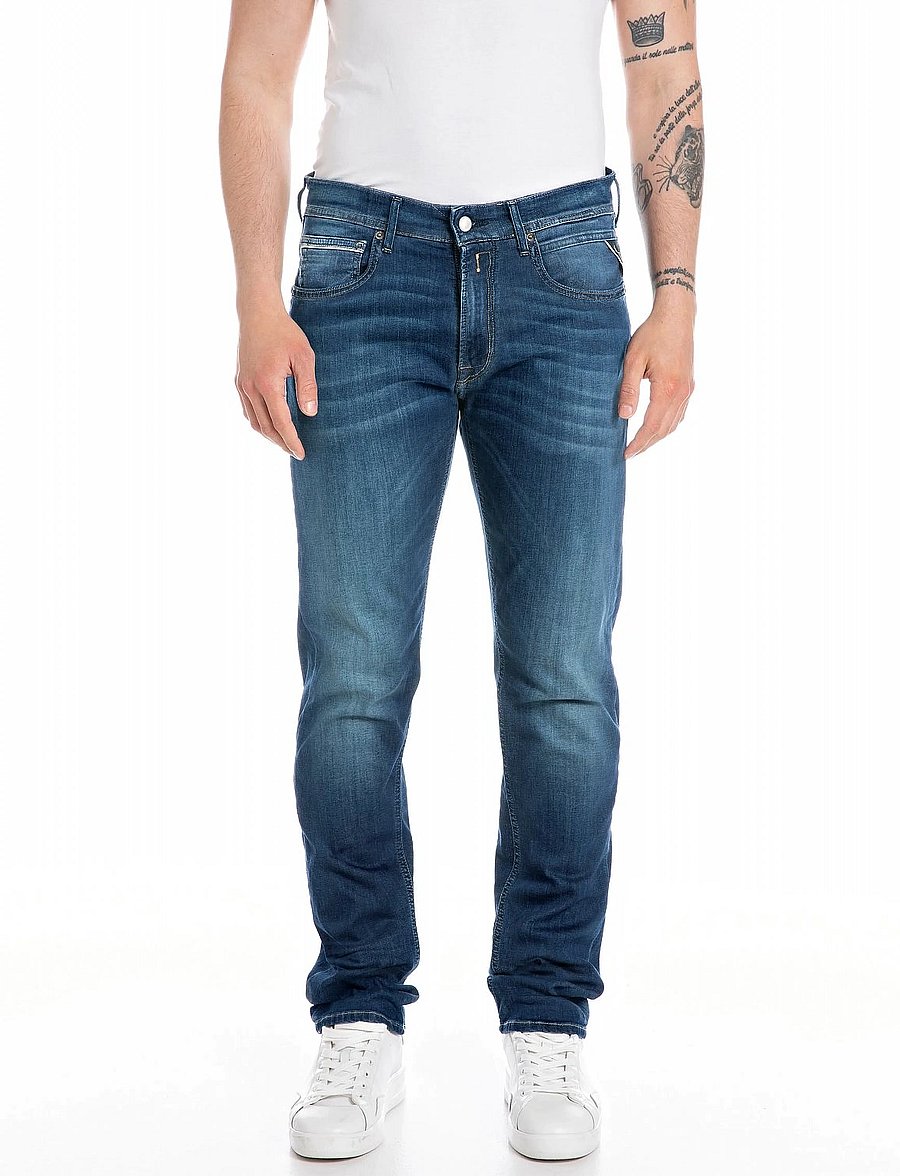 Replay - GROVER Trousers STRAIGHT HYPERFLEX ECO PLUS - blue - 0