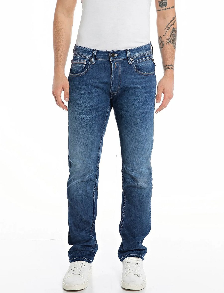 Replay - GROVER Trousers STRAIGHT HYPERFLEX ECO PLUS,Sustainable - beinar gallabuxur - blue - 0