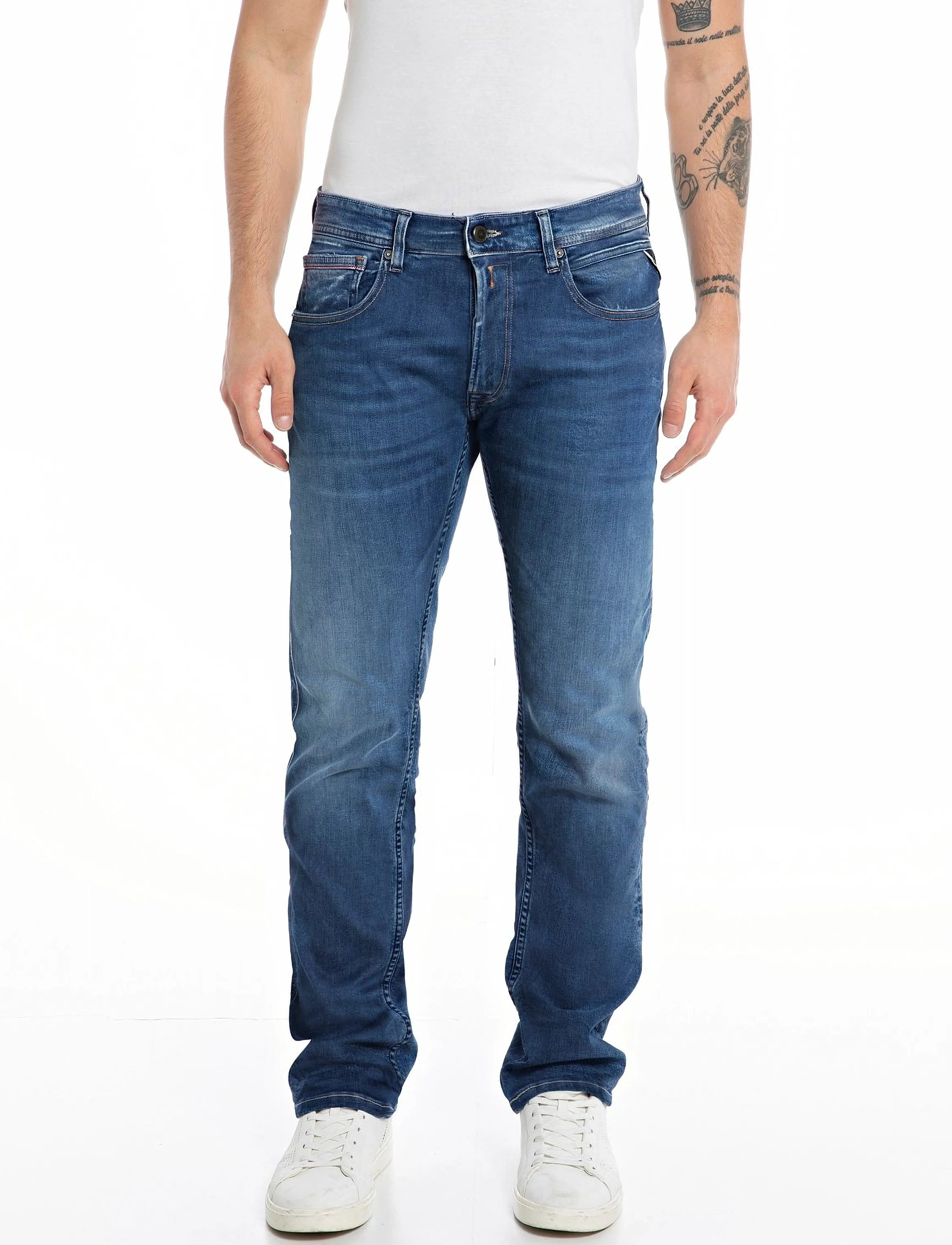 Replay GROVER Trousers STRAIGHT HYPERFLEX ECO PLUS - Jeans - MEDIUM BLUE / blue