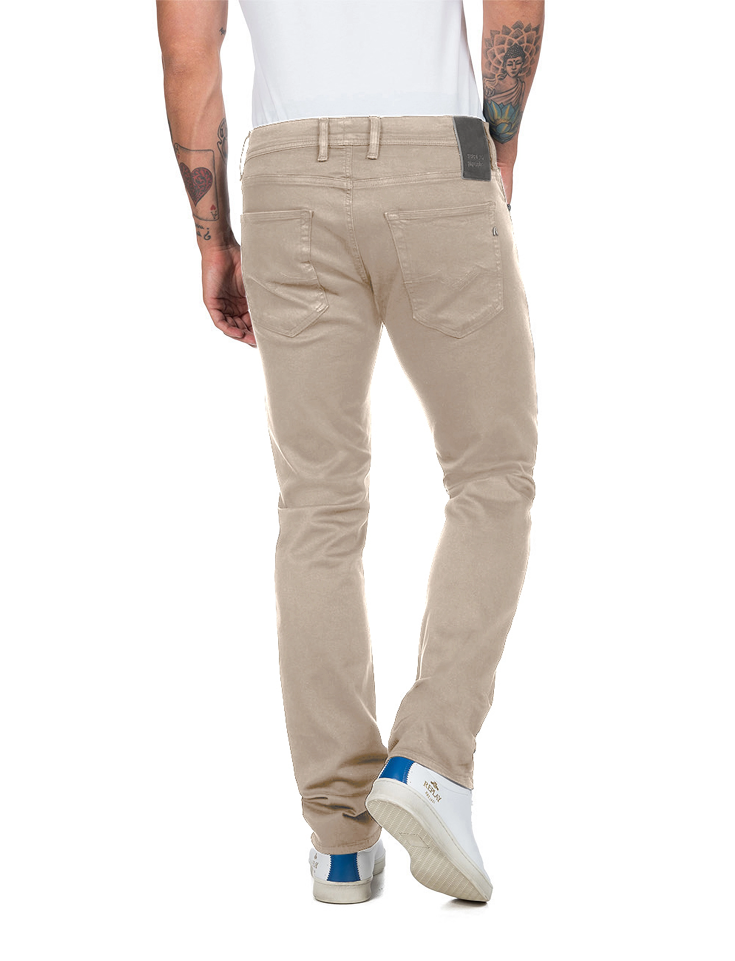 Replay - GROVER Trousers STRAIGHT Hyperflex Colour XLite - beige - 3
