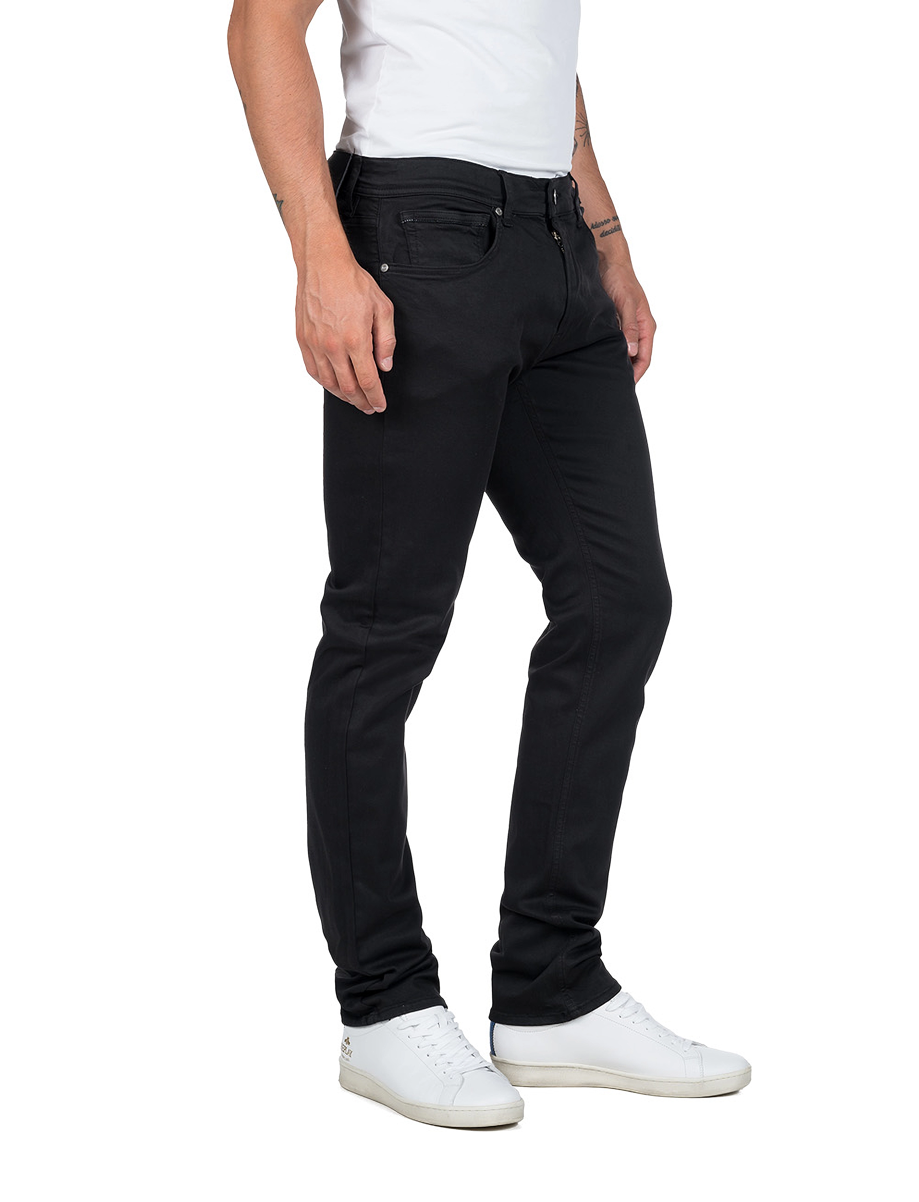 Replay - GROVER Trousers STRAIGHT Hyperflex Colour XLite - black - 4