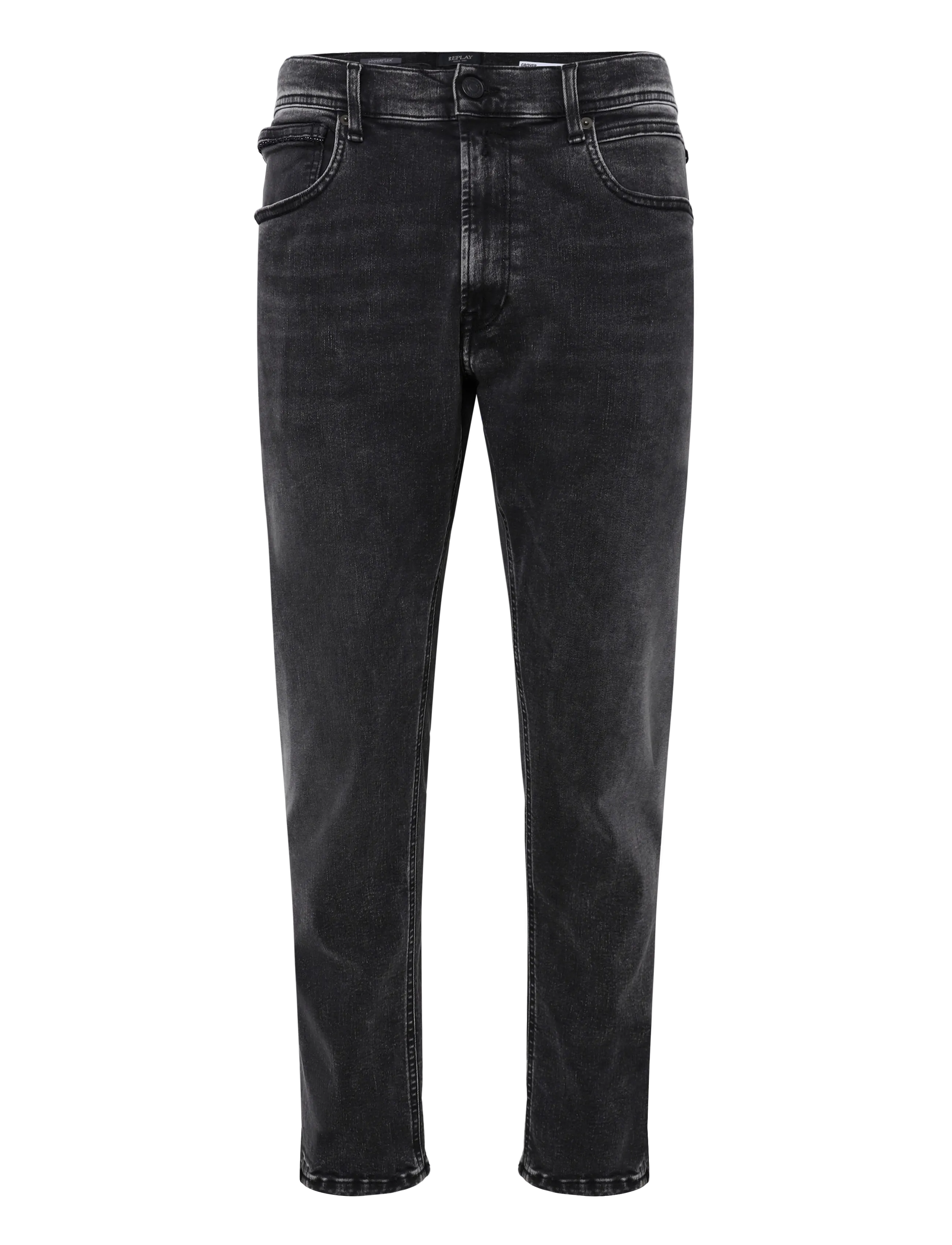 Replay GROVER Trousers STRAIGHT HYPERFLEX ORIGINAL - Vis alt - DARK GREY / grey