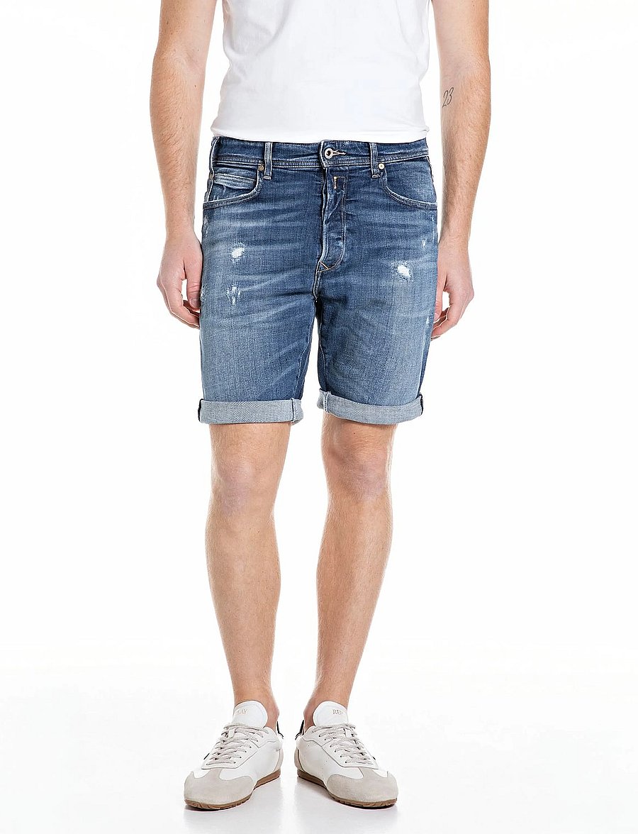 Replay - RBJ.981 SHORT Shorts TAPERED AGED - jeans shorts - medium blue - 0