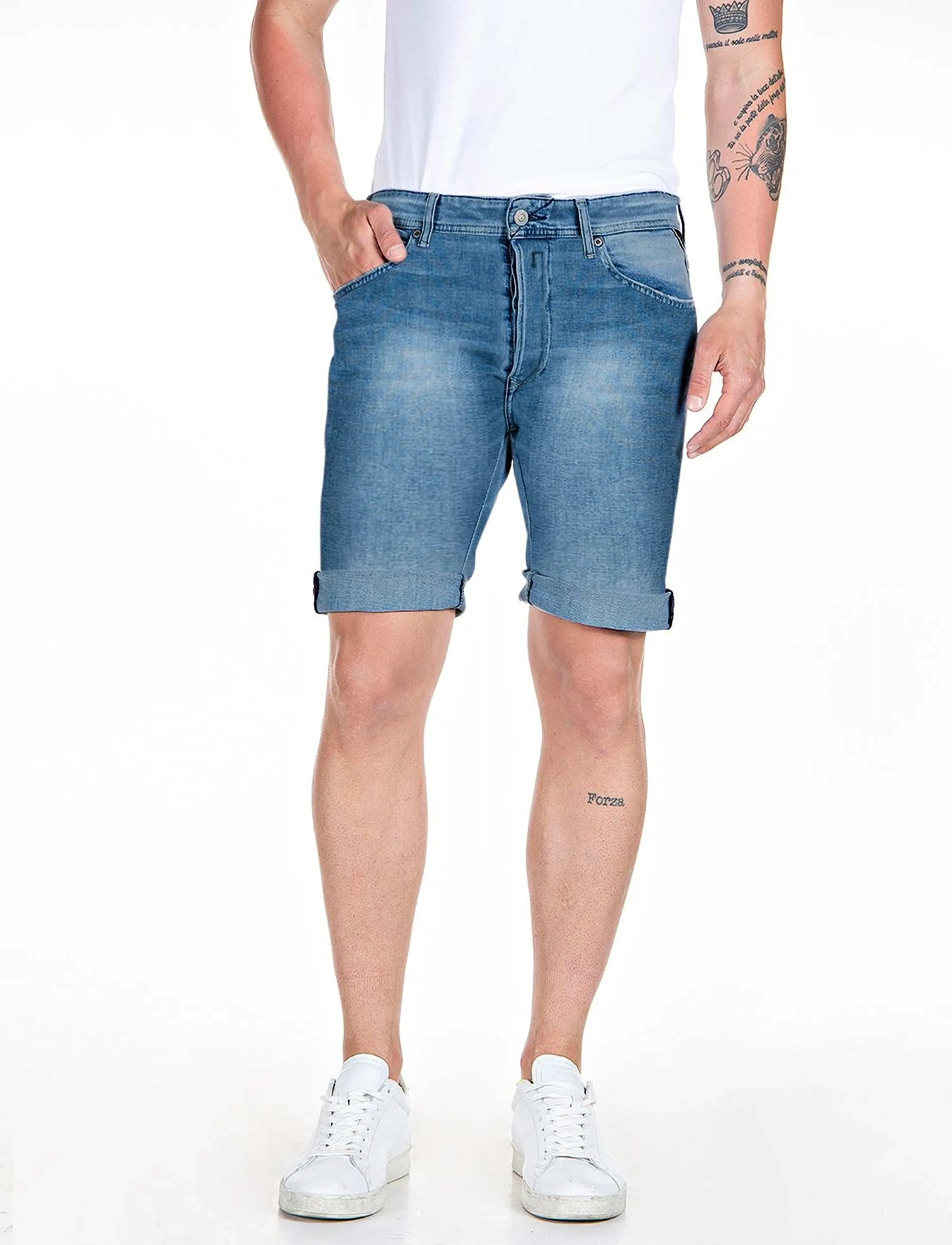 Replay Rbj.981 Short Shorts Tapered C-Stretch, 33, Blue, Shorts > Denim, Herre
