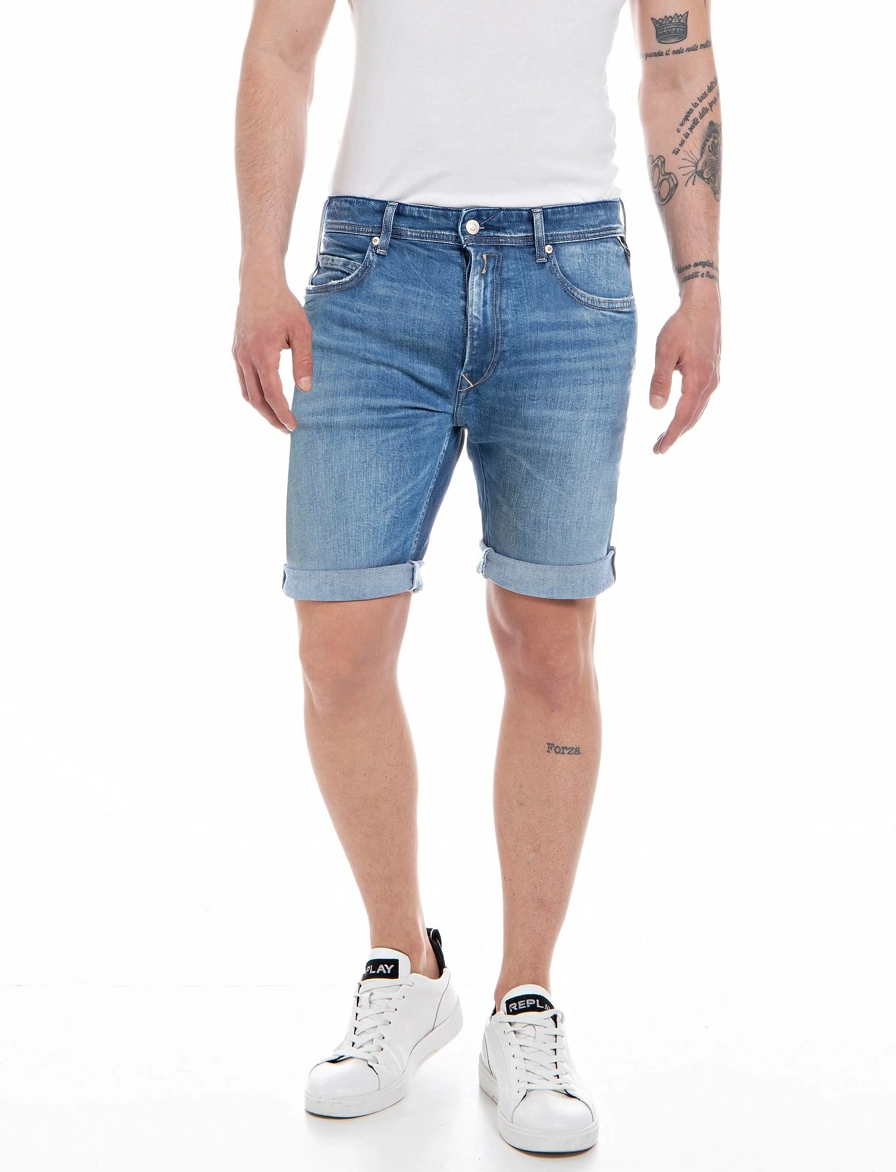 Replay Rbj.981 Short Shorts Tapered 573 Eco Plus, 29, Blue, Shorts > Denim Shorts, Herre
