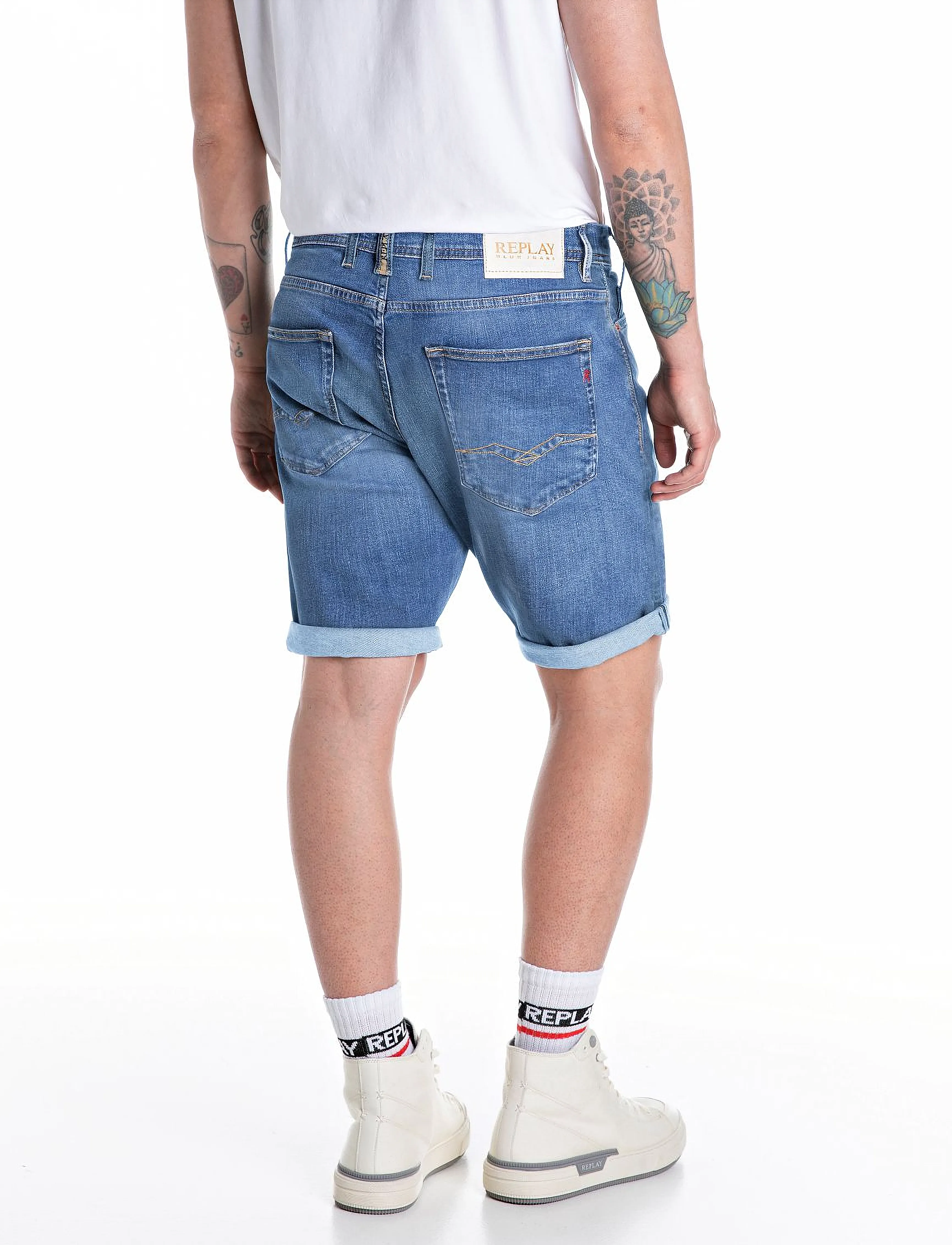 Replay - RBJ.981 SHORT Shorts TAPERED 573 ECO PLUS - džinsiniai šortai - blue - 1