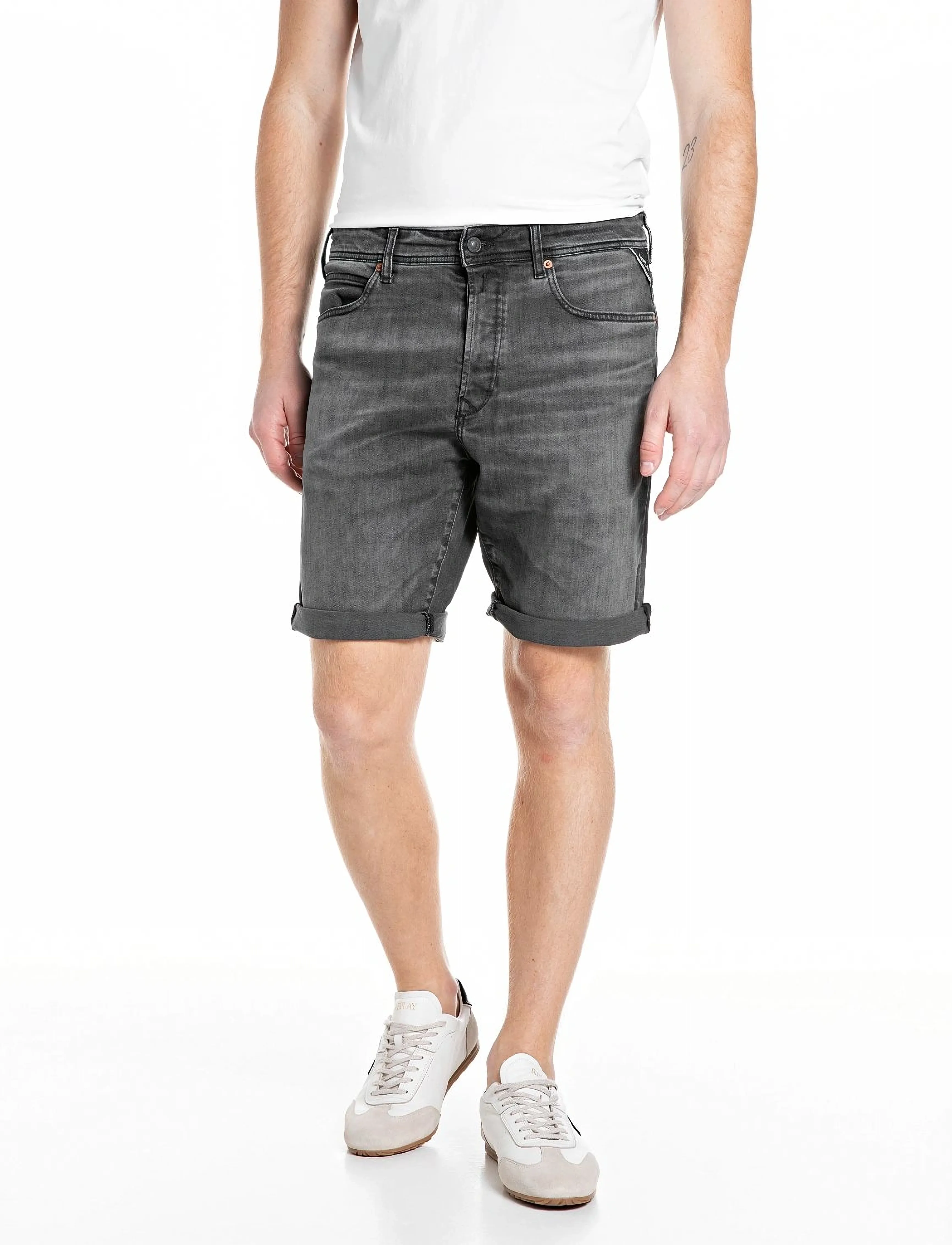 Replay RBJ.981 SHORT Shorts TAPERED 573 ECO PLUS - Denim-tyylit - GREY / grey