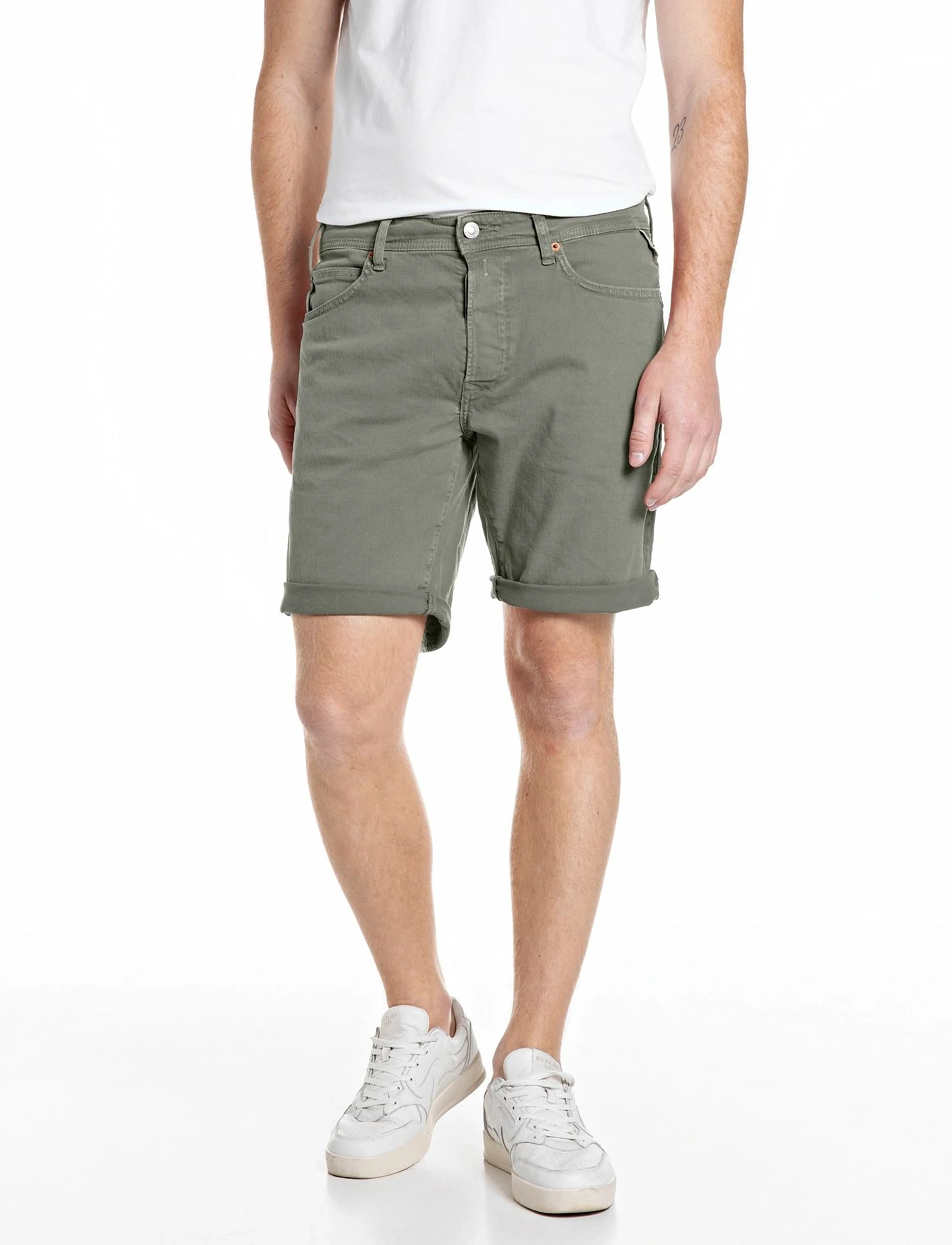 Replay Rbj.981 Short Shorts Tapered, 29, Khaki green, Shorts > Denim Shorts, Herre