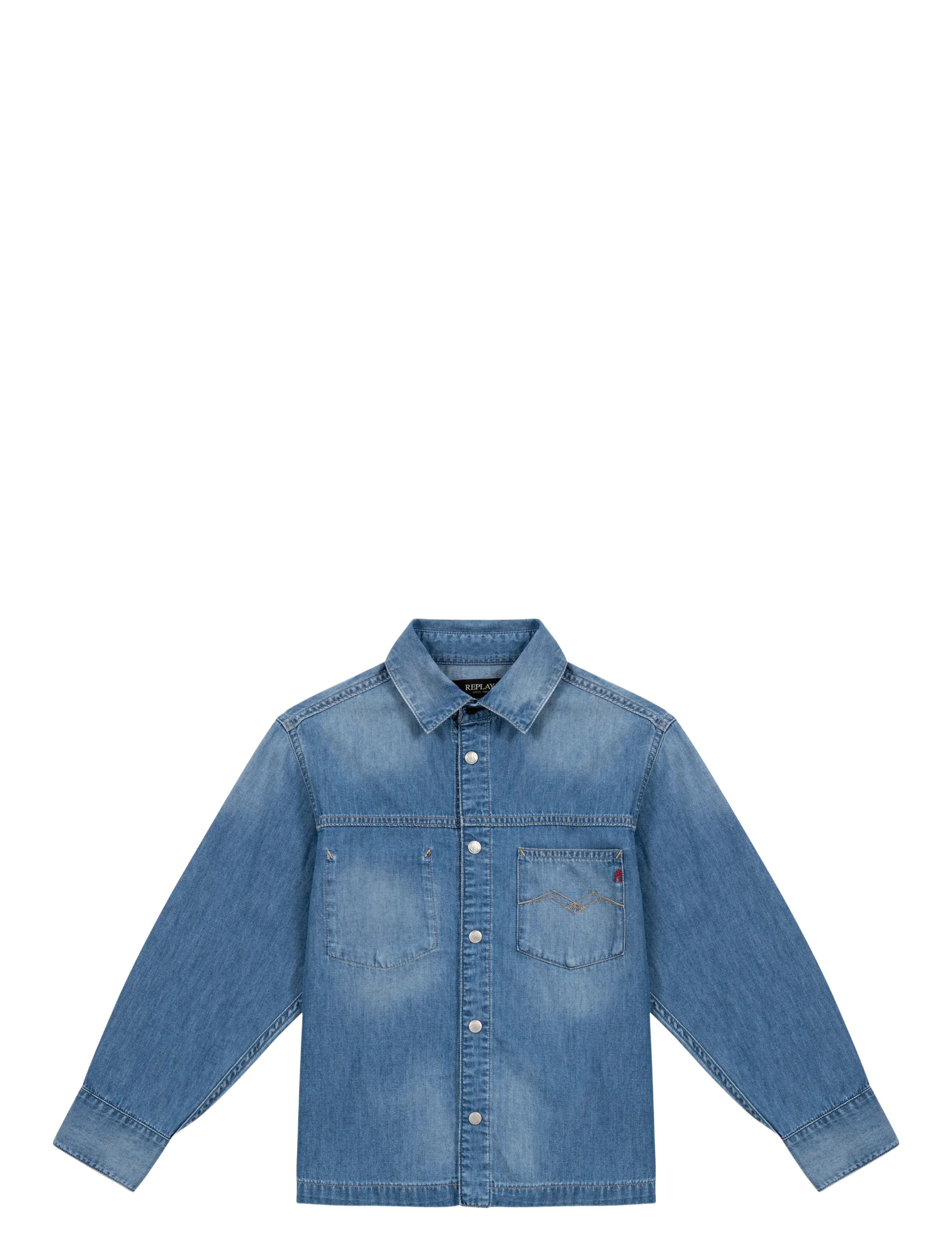 Replay Over Denim Shirt, 8 A, Blue, Skjorter > Langærmede Shirts, Børn