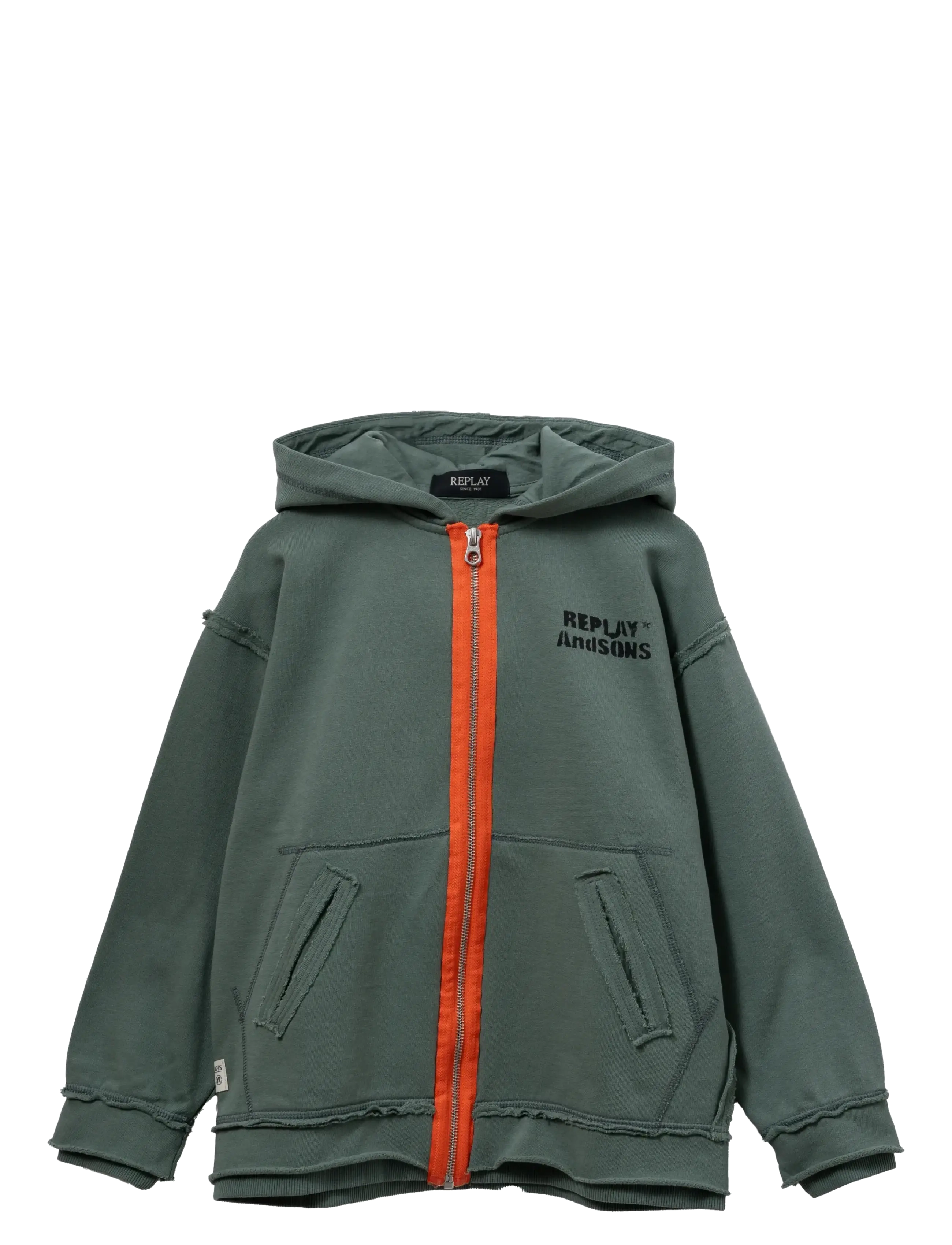 Replay Fleece Jumper, 10 A, Green, Sweatshirts & Hættetrøjer > Hættetrøjer, Børn