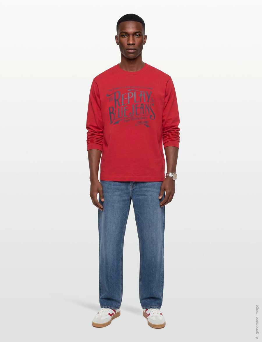 Replay - OVER JERSEY Long-sleeved T-shirt - langärmelig - red - 0