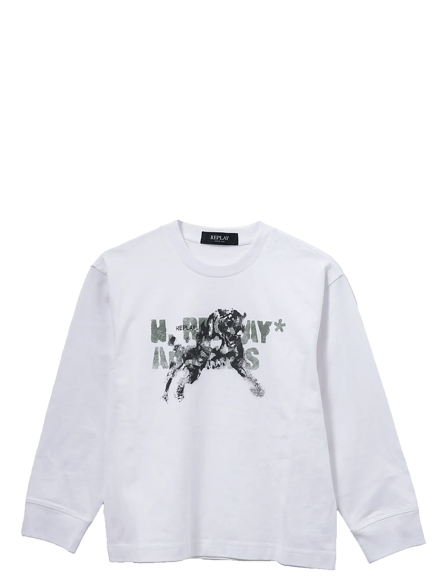 Replay - OVER JERSEY Long-sleeved T-shirt - langærmede t-shirts - white - 0