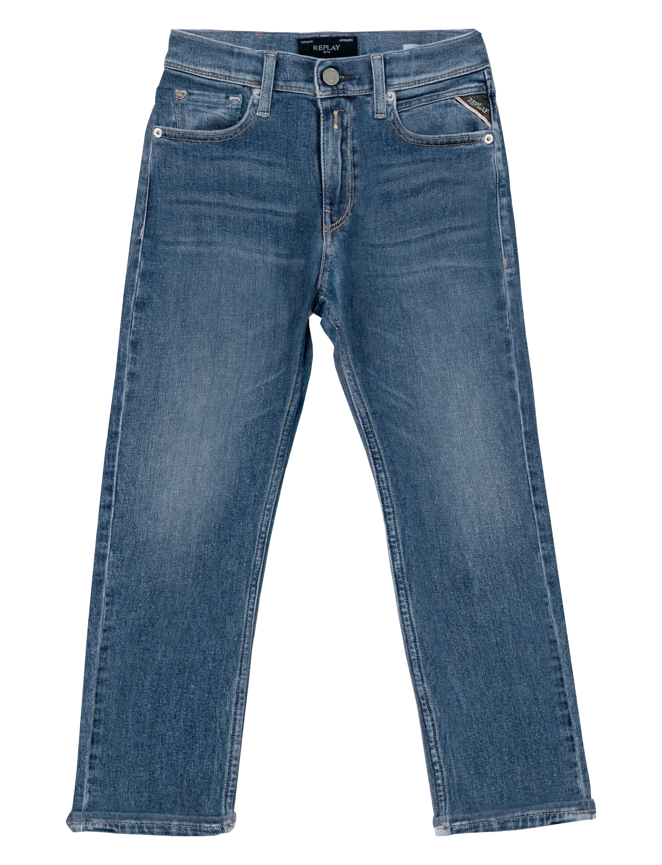 Replay THAD Trousers REGULAR - Kleidung - MEDIUM BLUE / grey