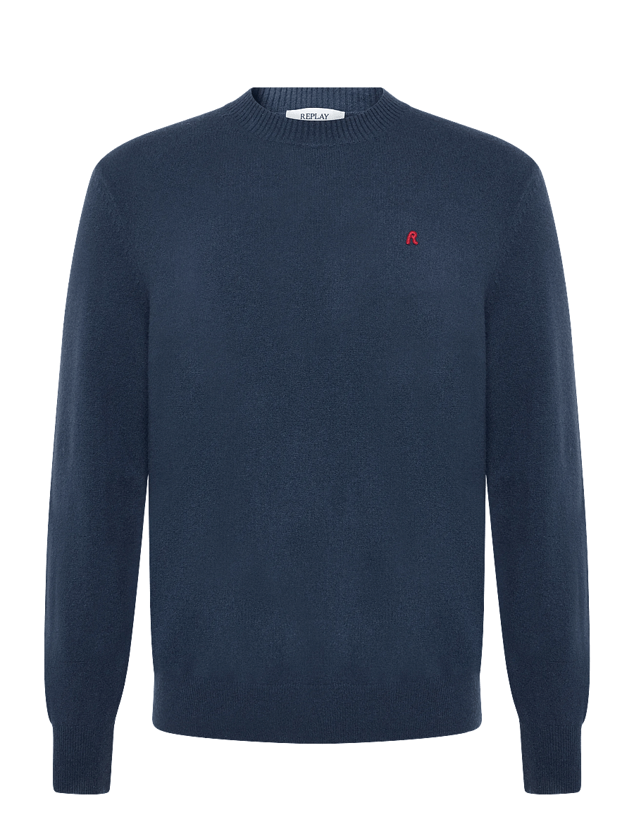 Replay - Sweater REGULAR RED LOGO - round necks - blue - 1