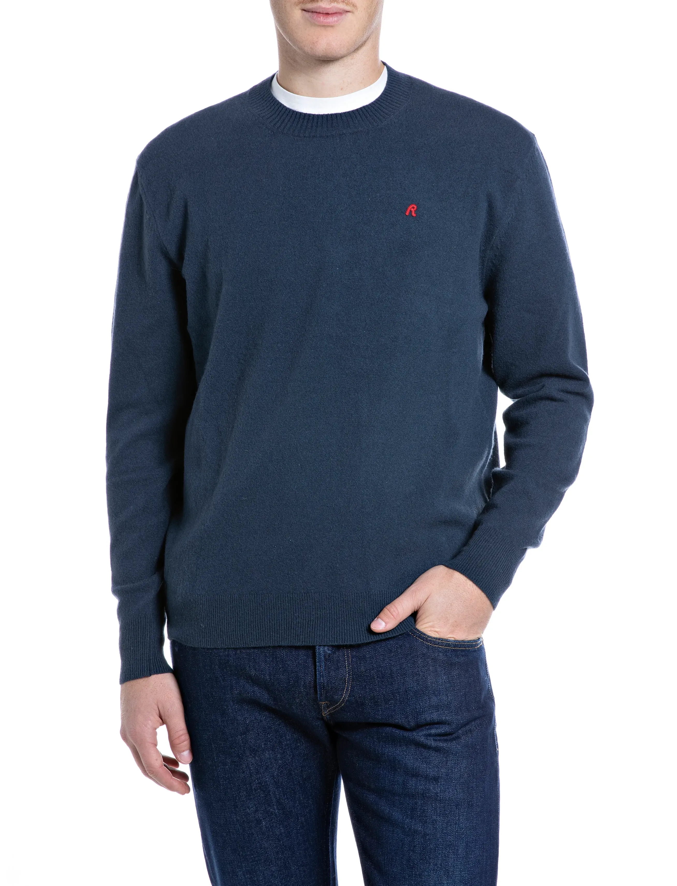 Replay - Sweater REGULAR RED LOGO - round necks - blue - 0